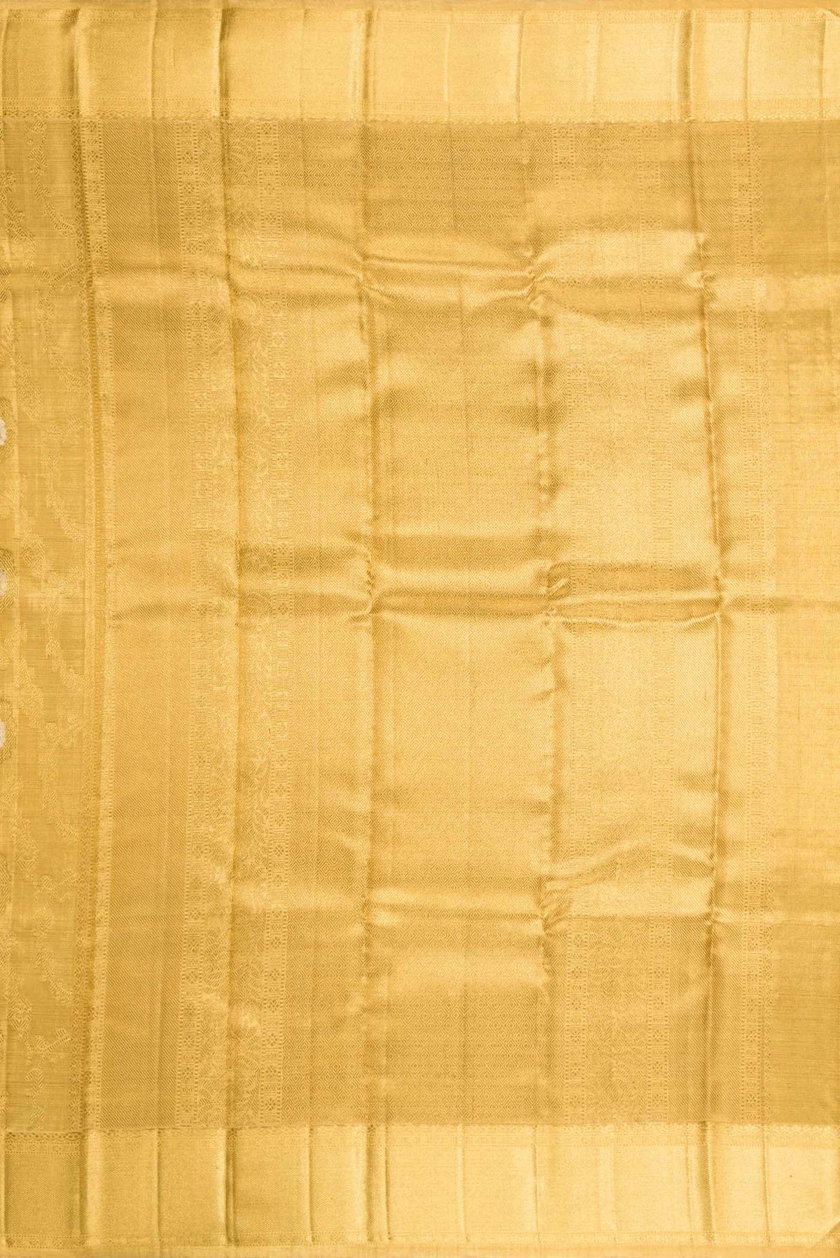Close up image of the pallu of Pure Silk Pure Zari Gold Dual Tone Kanchipuram Tissue Saree with Zari Brocade on the body and Zari Border