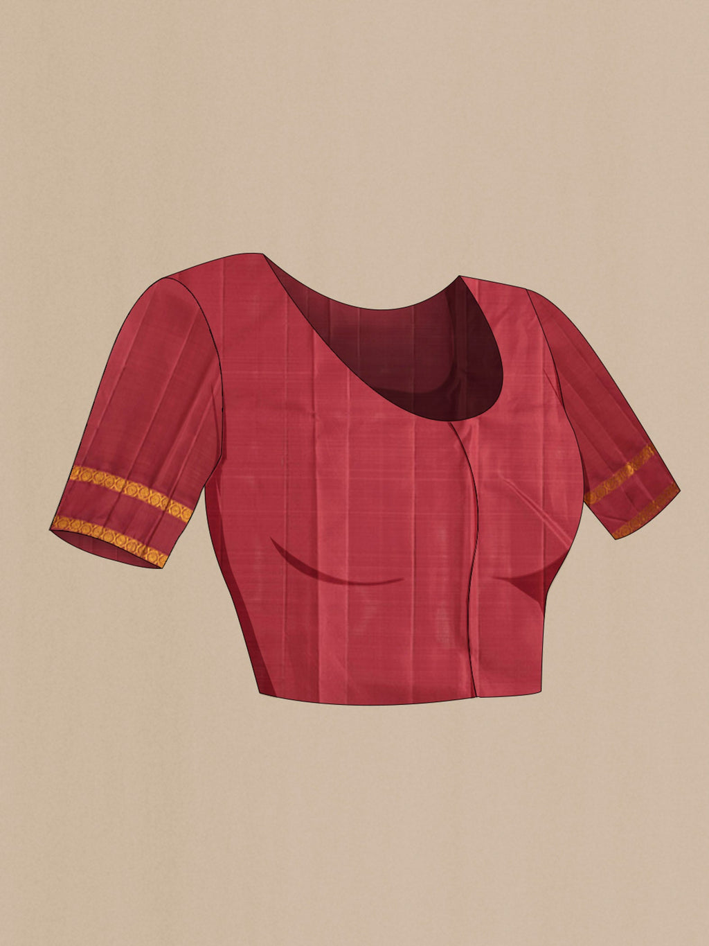Close up image of the blouse of Blue Kanchipuram Silk Saree with Zari Butta on the body and Zari Border