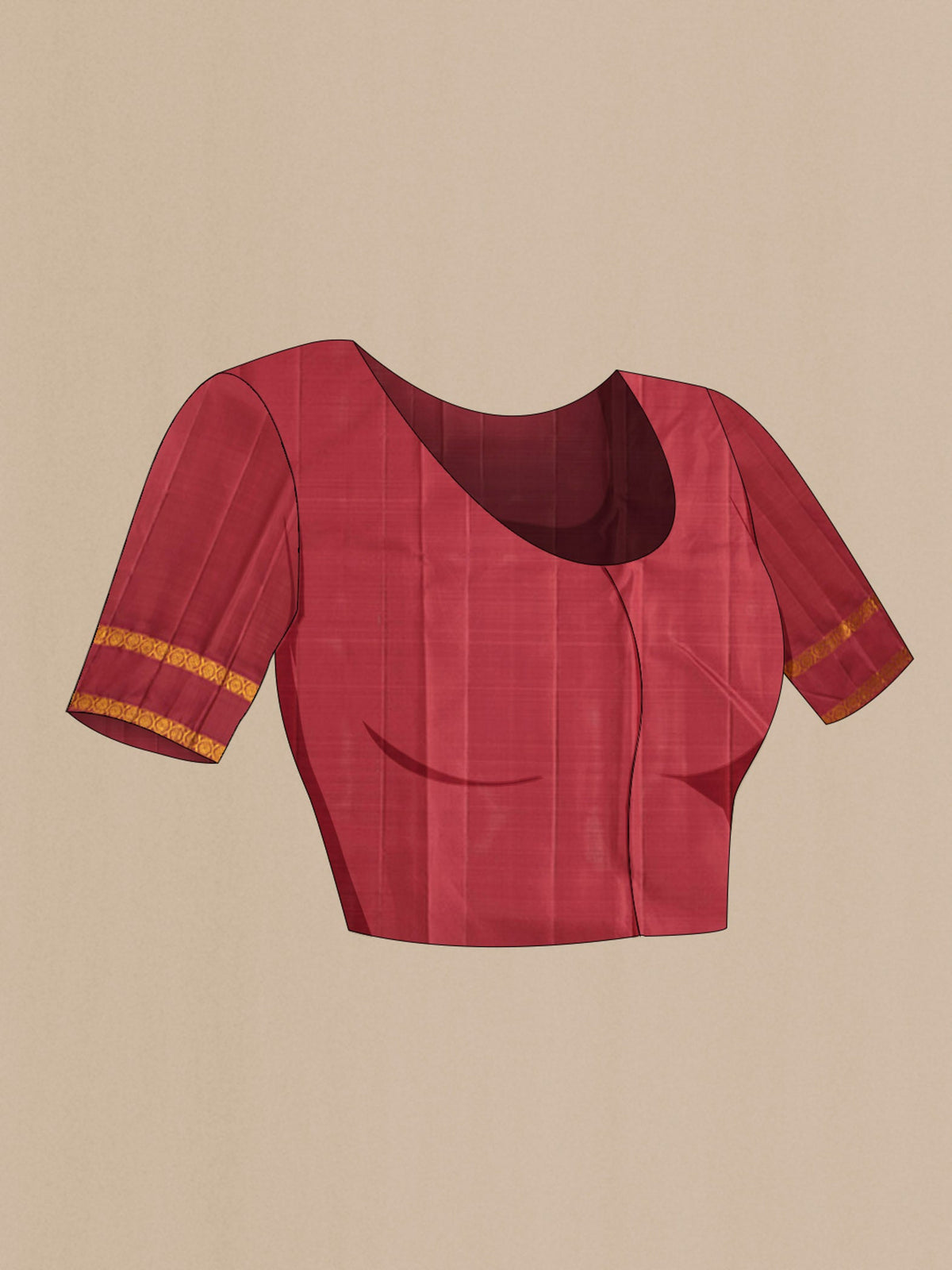 Close up image of the blouse of Blue Kanchipuram Silk Saree with Zari Butta on the body and Zari Border
