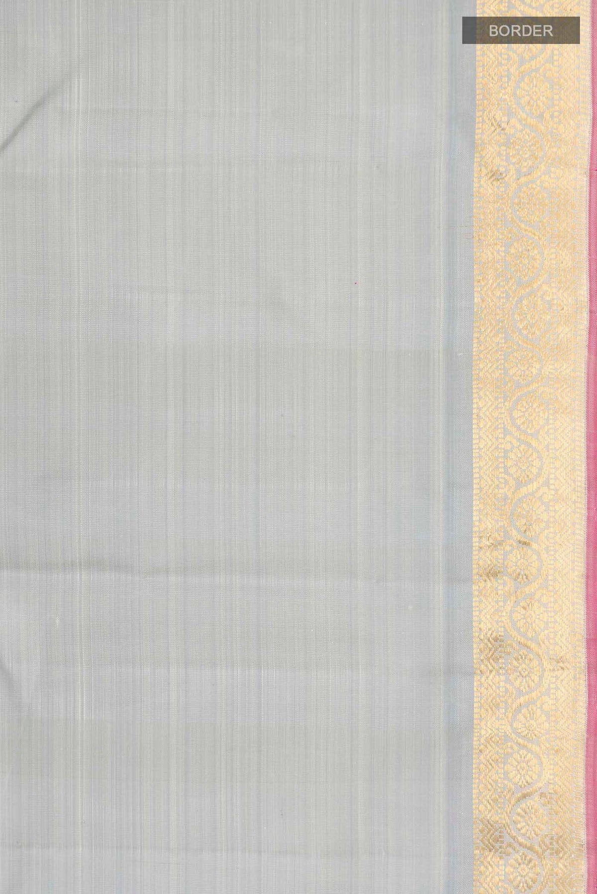 Border image of Grey Kanchipuram Silk Saree with Plain Body and Zari Border