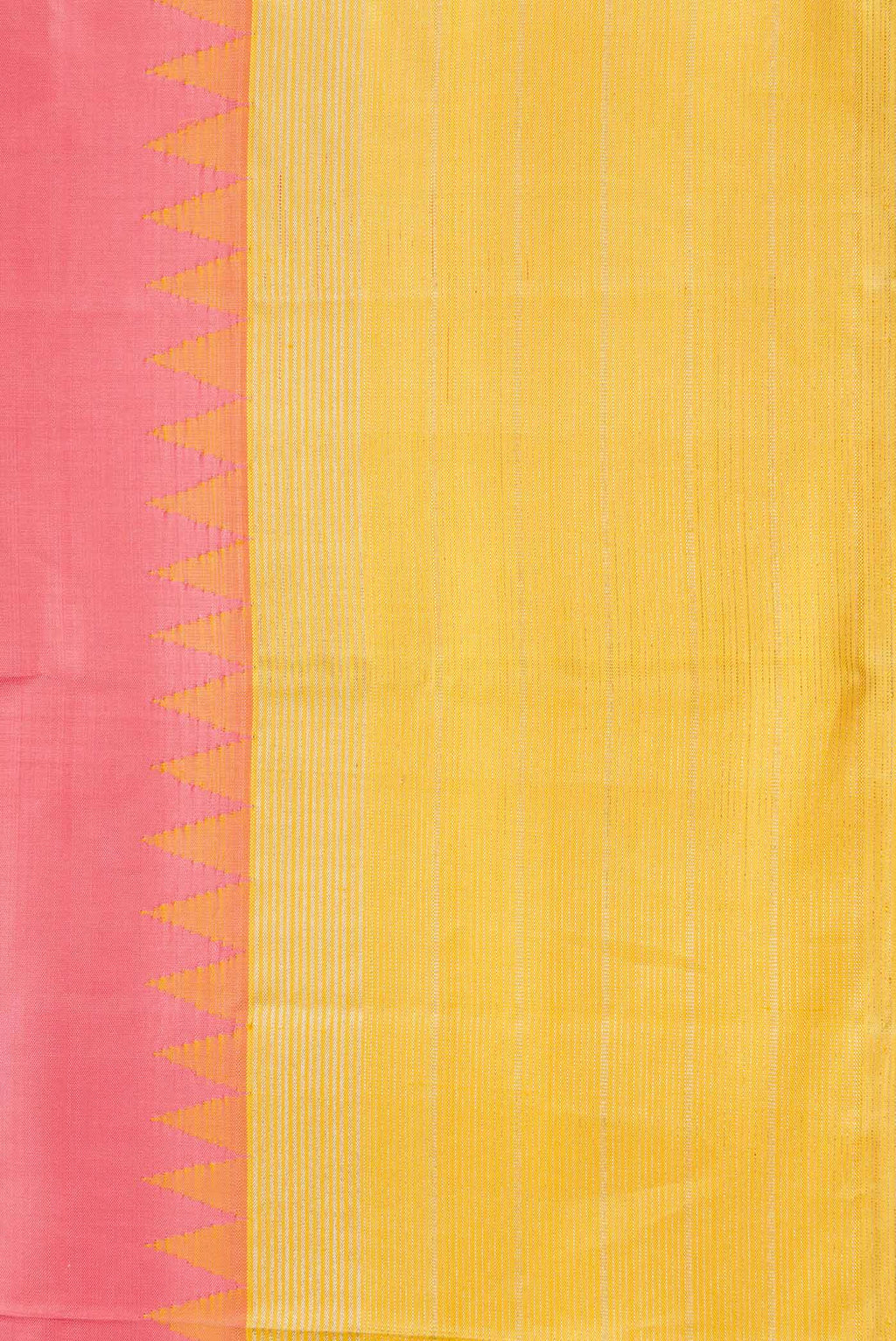 Border image of Pink Dual Tone Kanchipuram Silk Saree with Plain Body and Zari Border
