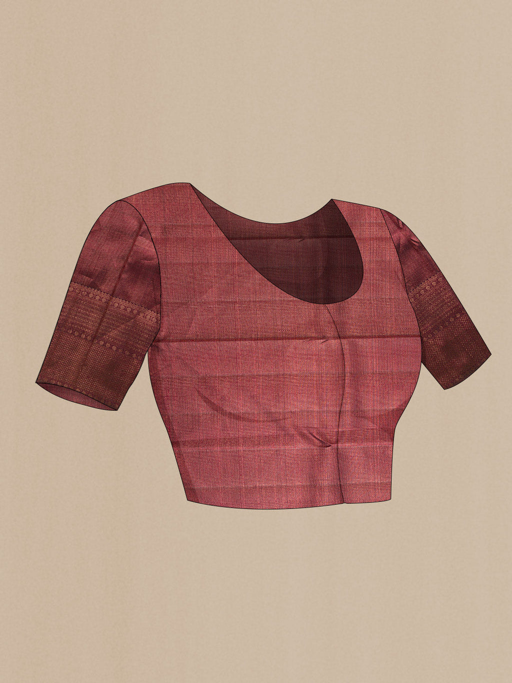 Close up image of the blouse of Mustard Dual Tone Kanchipuram Silk Saree with Zari Brocade on the body and Zari Border