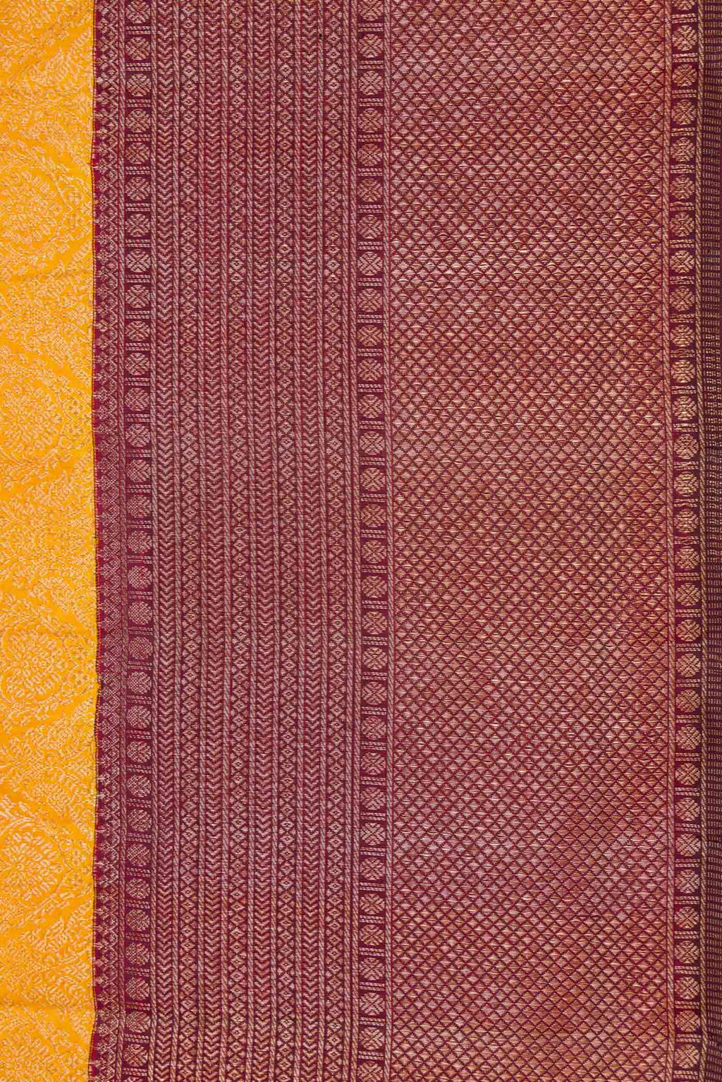 Border image of Mustard Dual Tone Kanchipuram Silk Saree with Zari Brocade on the body and Zari Border
