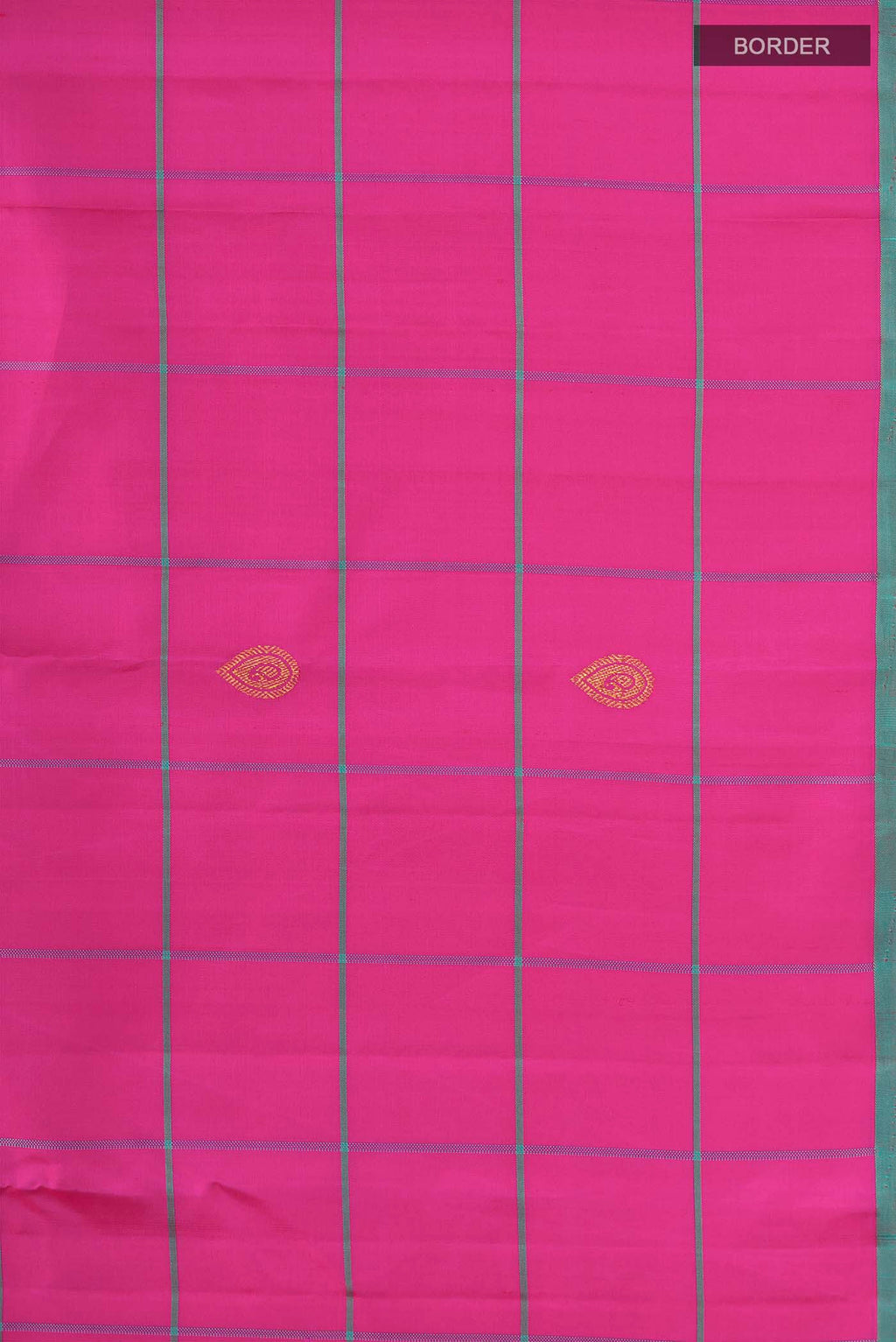 Border image of Pink Kanchipuram Silk Saree with Zari Butta on the body and Plain Border