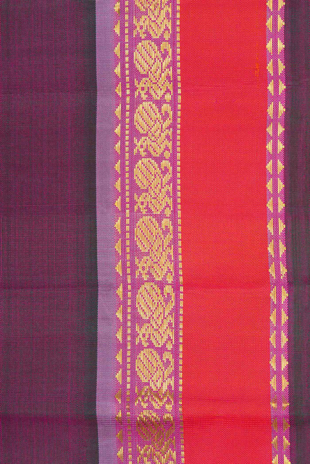 Border image of Purple Dual Tone Kanchipuram Silk Saree with Plain Body and Zari Border