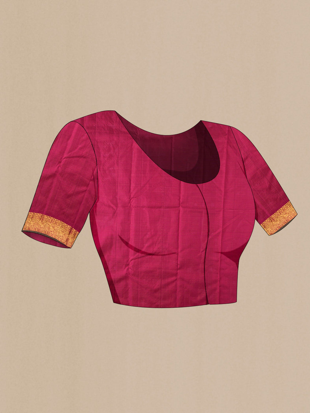 Close up image of the blouse of Blue Kanchipuram Silk Saree with Stripes on the body and Zari Border