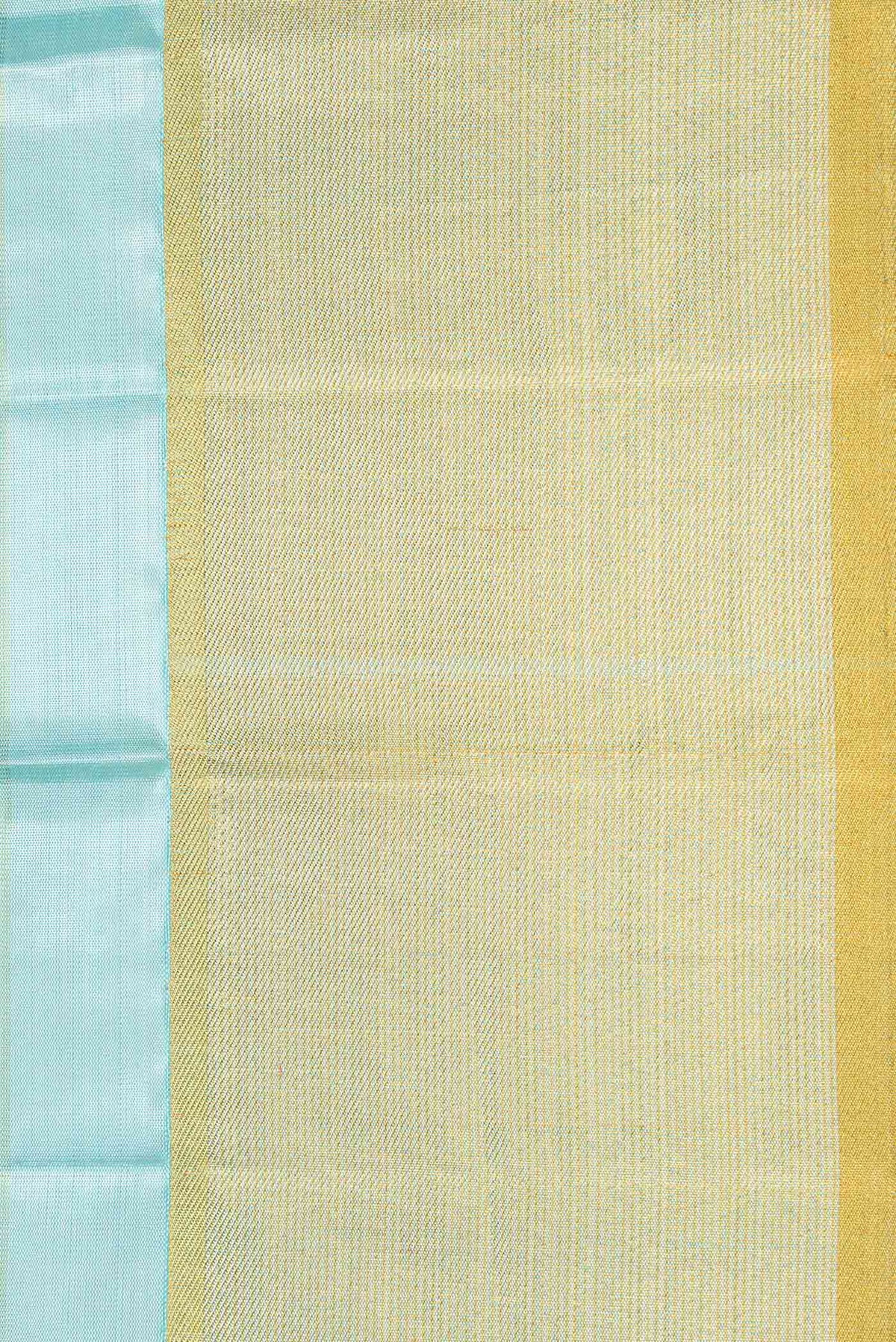 Border image of Sky Blue Dual Tone Kanchipuram Tissue Silk Saree with Stripes on the body and Zari Border