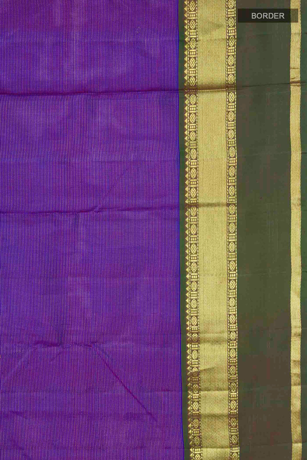 Border image of Violet Kanchipuram Silk Saree with Stripes on the body and Zari Border