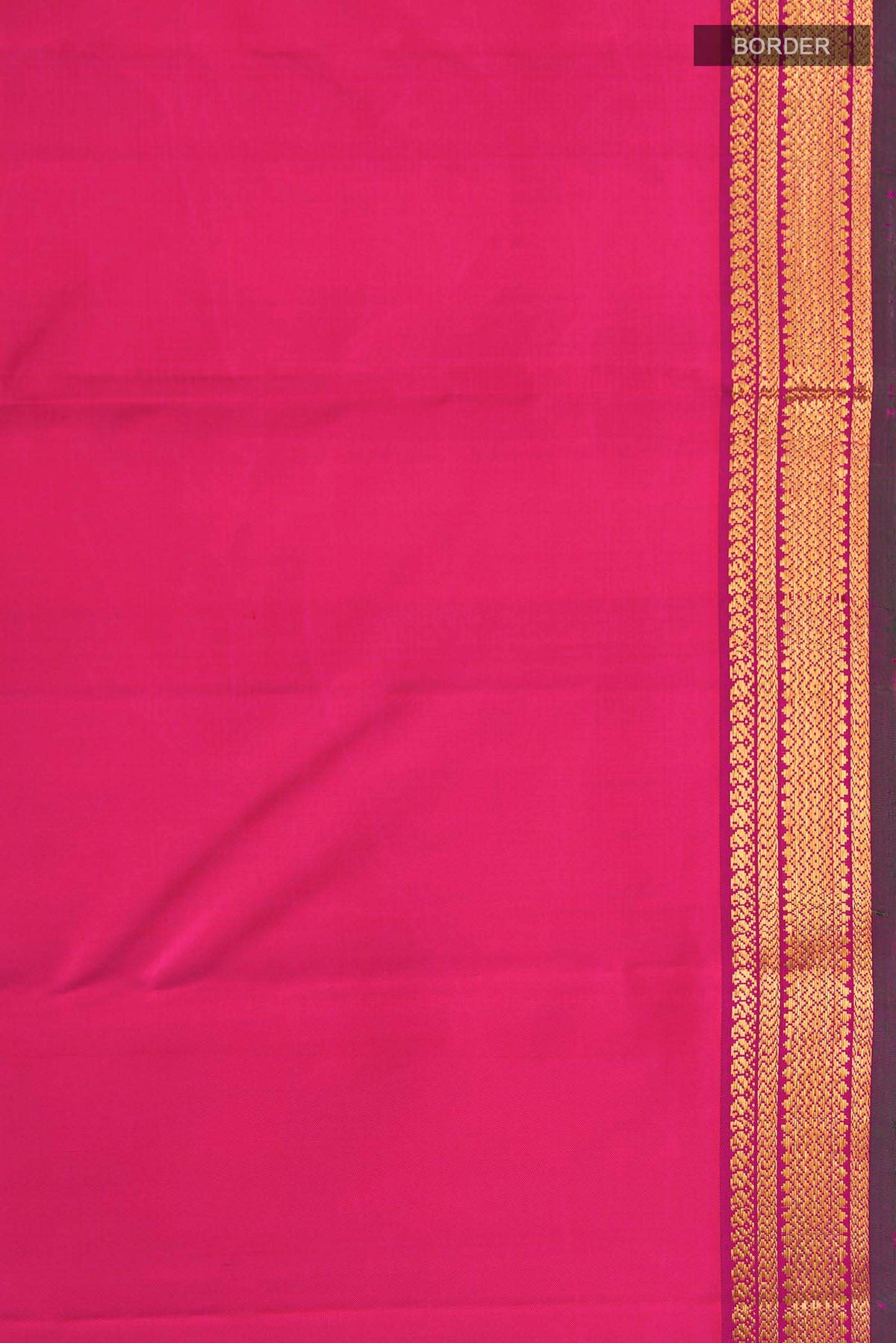 Border image of Pink Kanchipuram Silk Saree with Plain Body and Zari Border