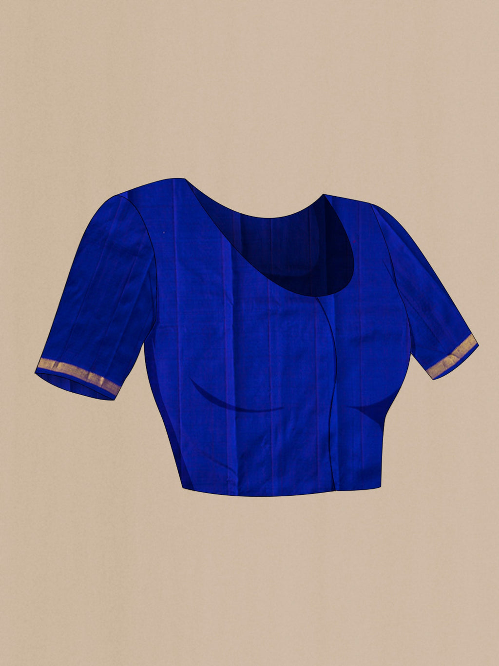 Close up image of the blouse of Pink Kanchipuram Silk Saree with Checked design on the body and Zari Border