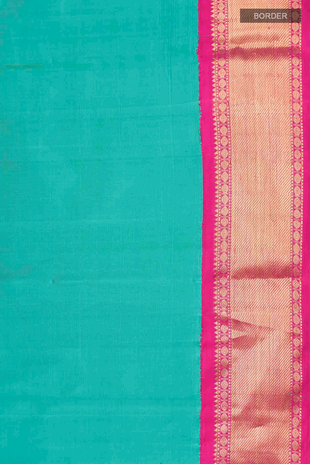 Border image of Green Kanchipuram Silk Saree with Plain Body and Zari Border
