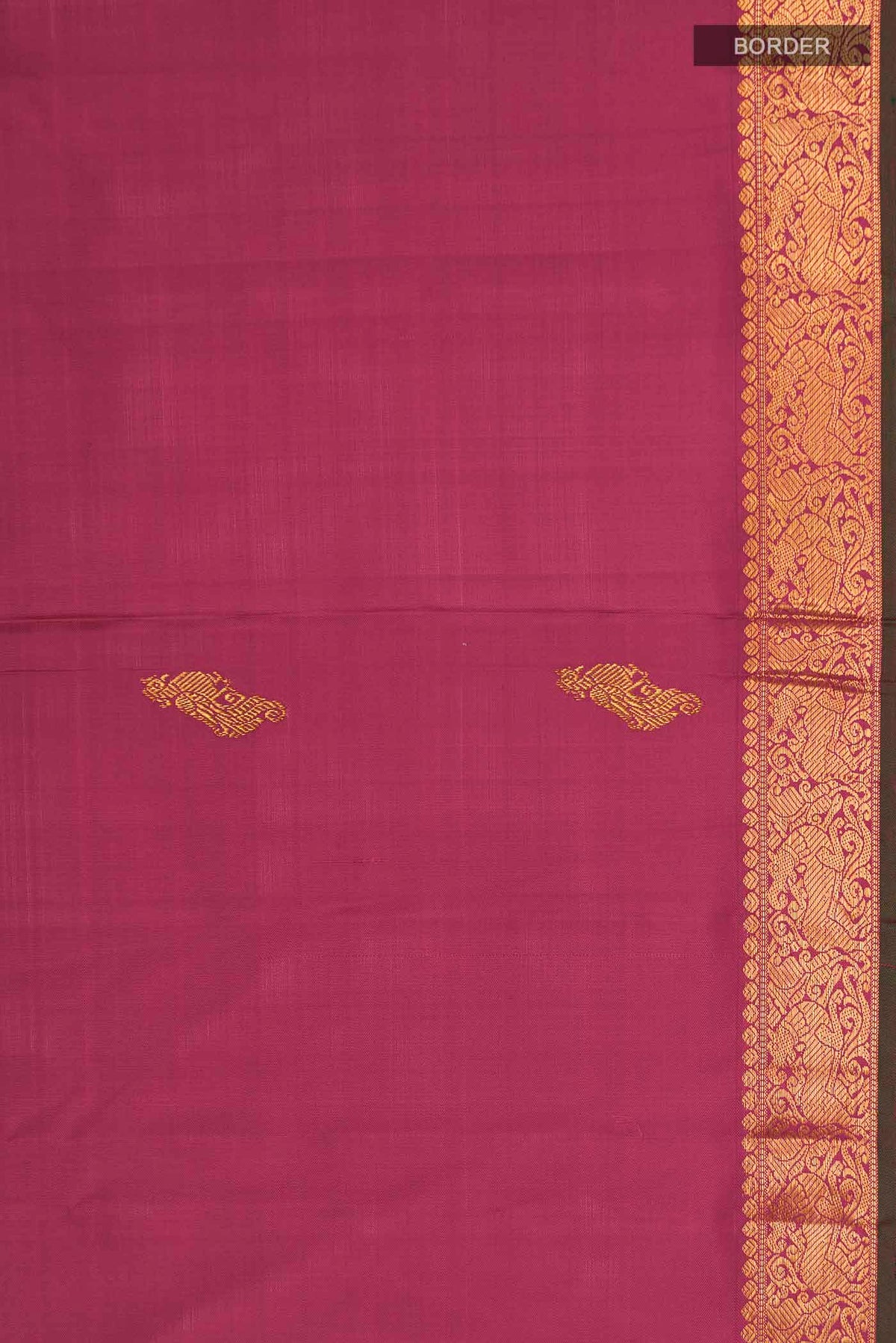 Border image of Maroon Kanchipuram Silk Saree with Zari Butta on the body and Zari Border