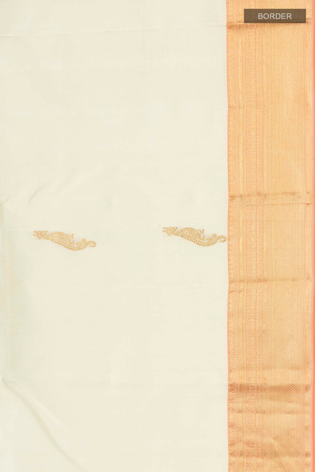 Border image of Cream Kanchipuram Silk Saree with Zari Butta on the body and Zari Border