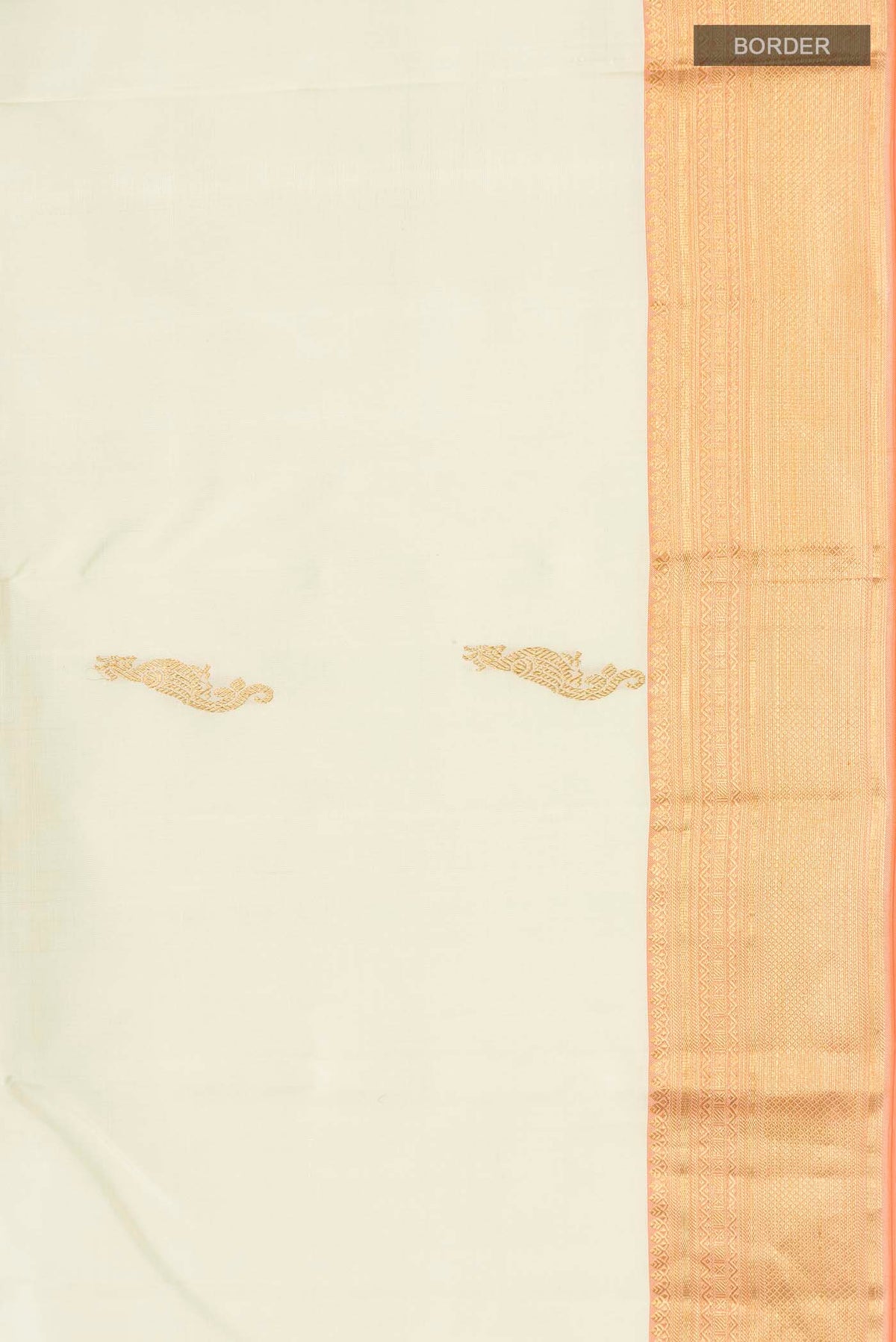 Border image of Cream Kanchipuram Silk Saree with Zari Butta on the body and Zari Border