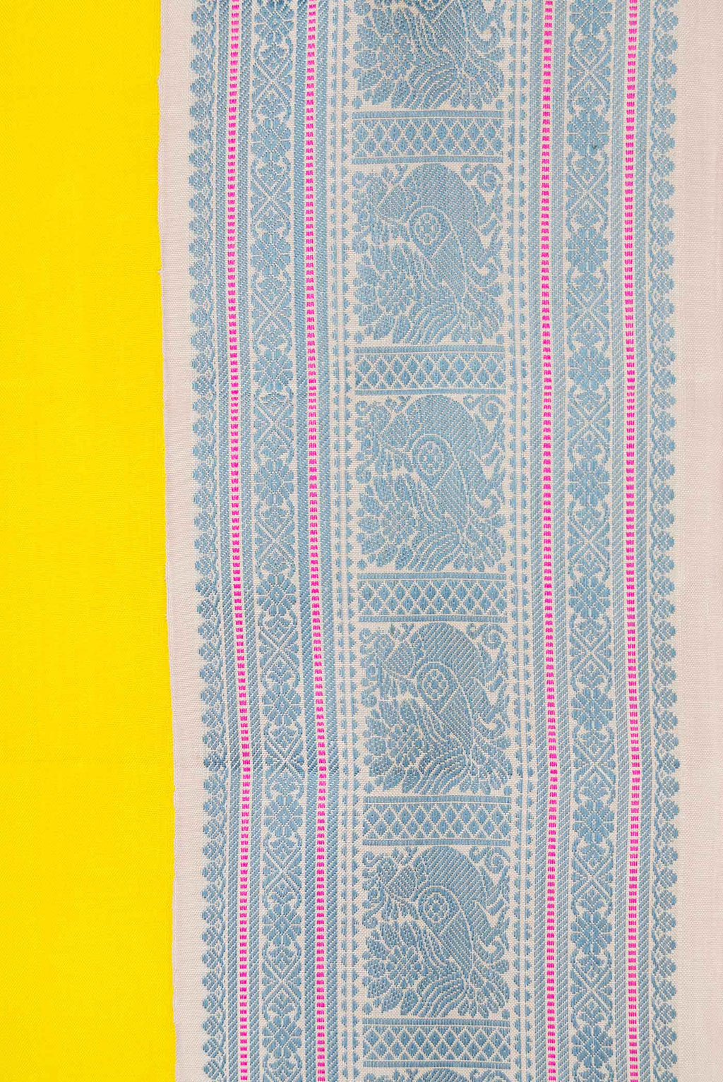 Border image of Yellow Kanchipuram Silk Saree with Plain Body and Thread Border