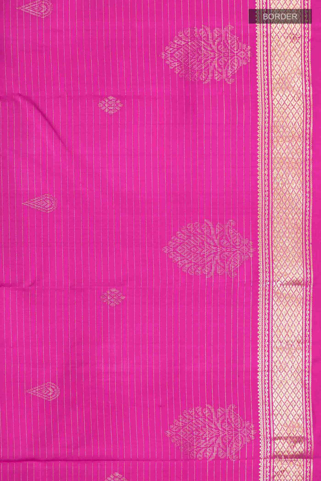 Border image of Pink Kanchipuram Silk Saree with Zari Butta on the body and Zari Border