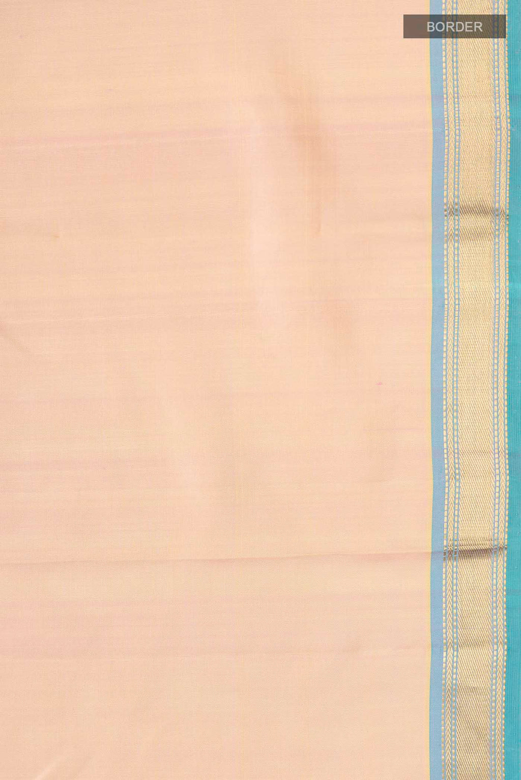 Border image of Rose Gold Kanchipuram Silk Saree with Plain Body and Zari Border