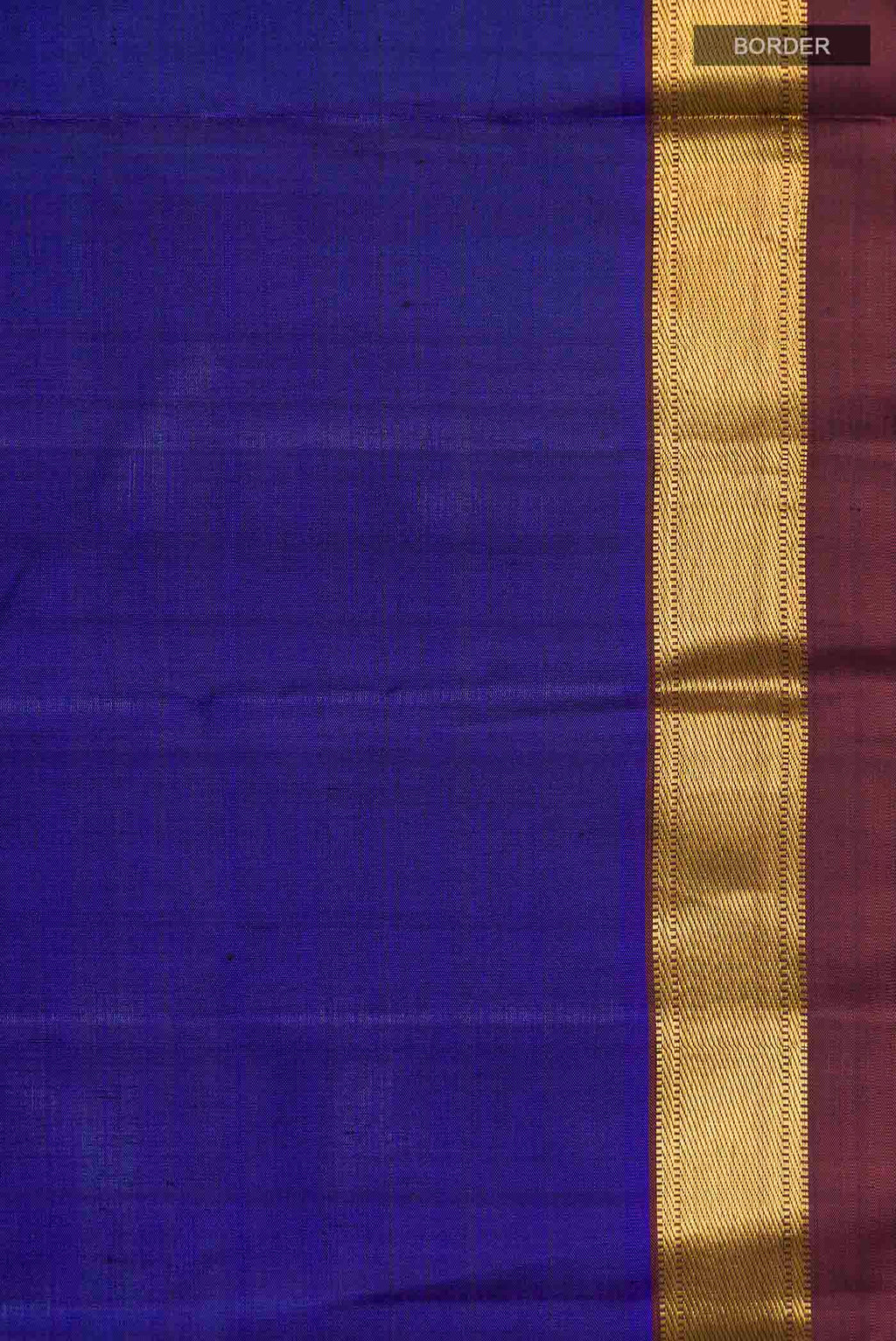 Border image of Blue Kanchipuram Silk Saree with Plain Body and Zari Border