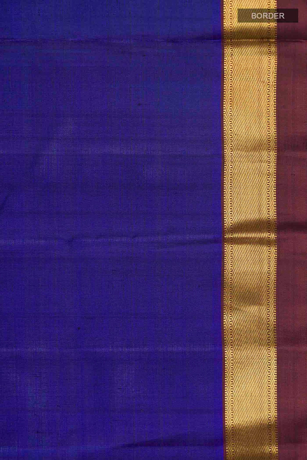 Border image of Blue Kanchipuram Silk Saree with Plain Body and Zari Border