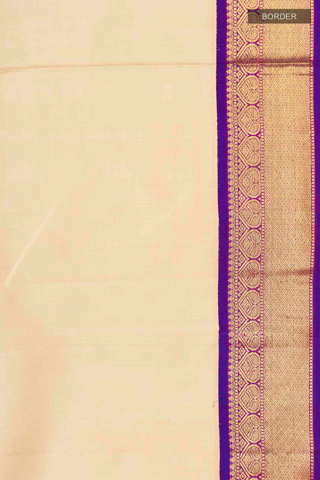 Border image of Cream Kanchipuram Silk Saree with Plain Body and Zari Border