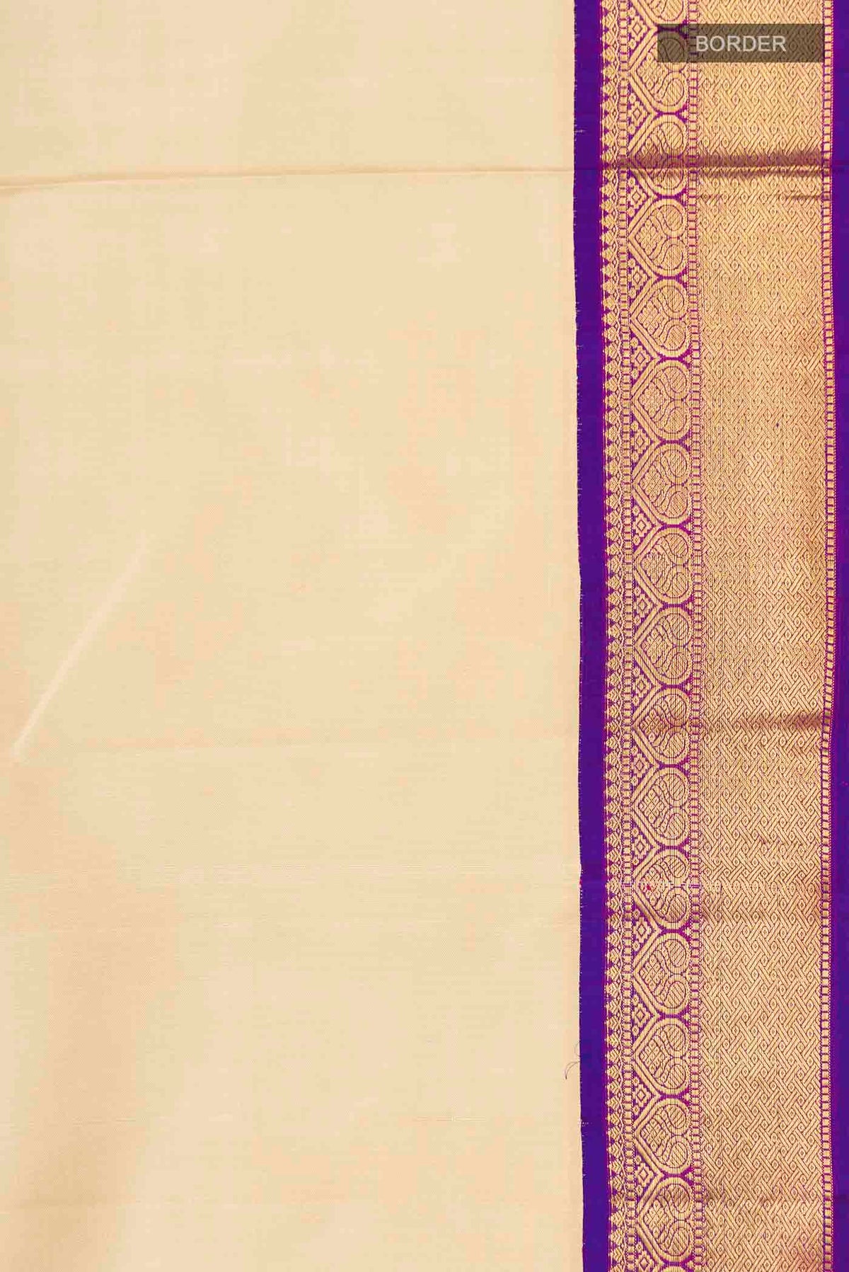 Border image of Cream Kanchipuram Silk Saree with Plain Body and Zari Border