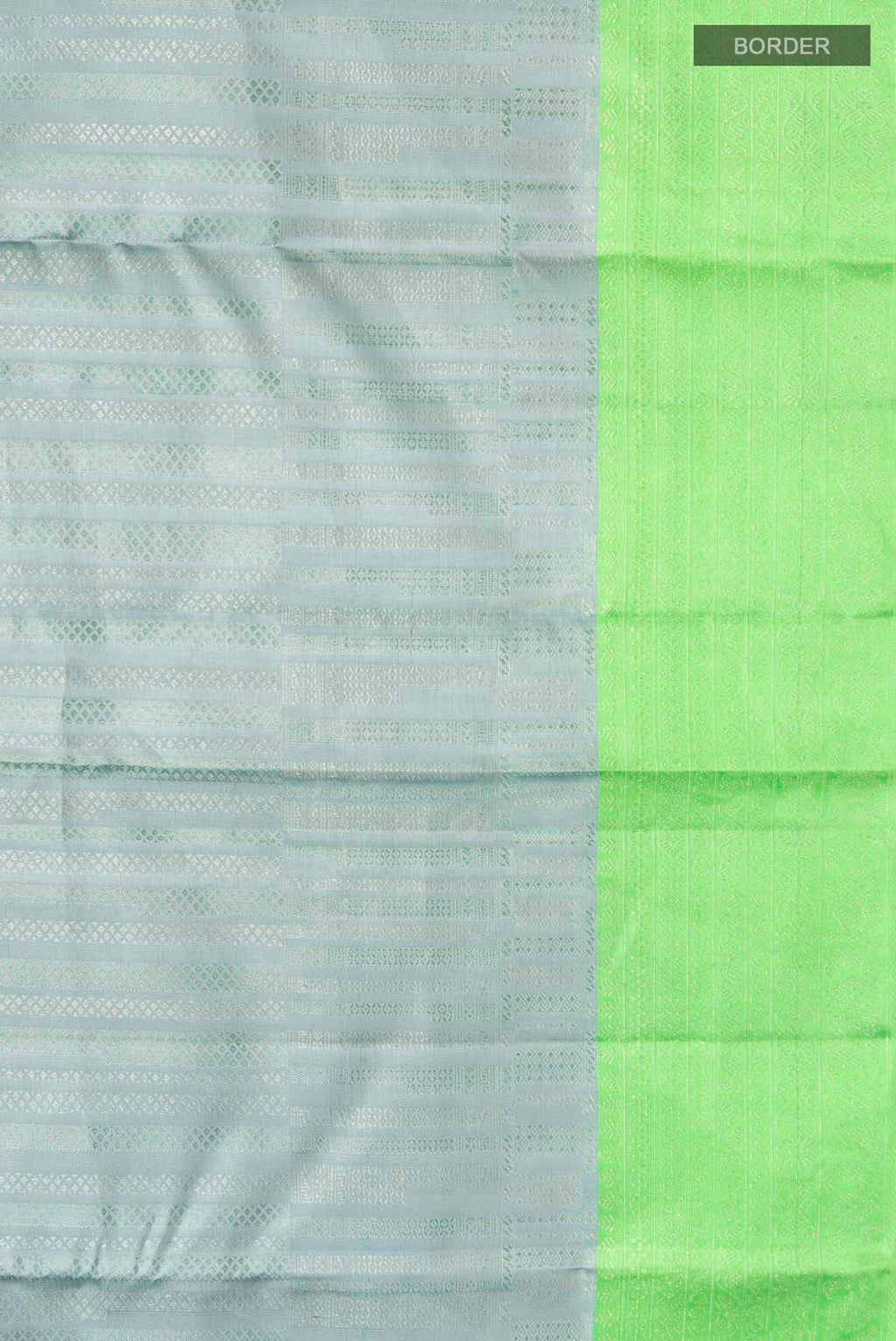 Border image of Blue Grey Kanchipuram Silk Saree with Stripes on the body and Zari Border