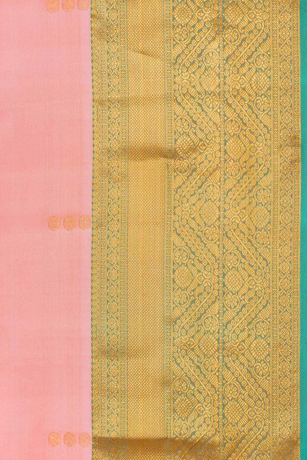 Border image of Pink Dual Tone Kanchipuram Silk Saree with Zari Butta on the body and Zari Border