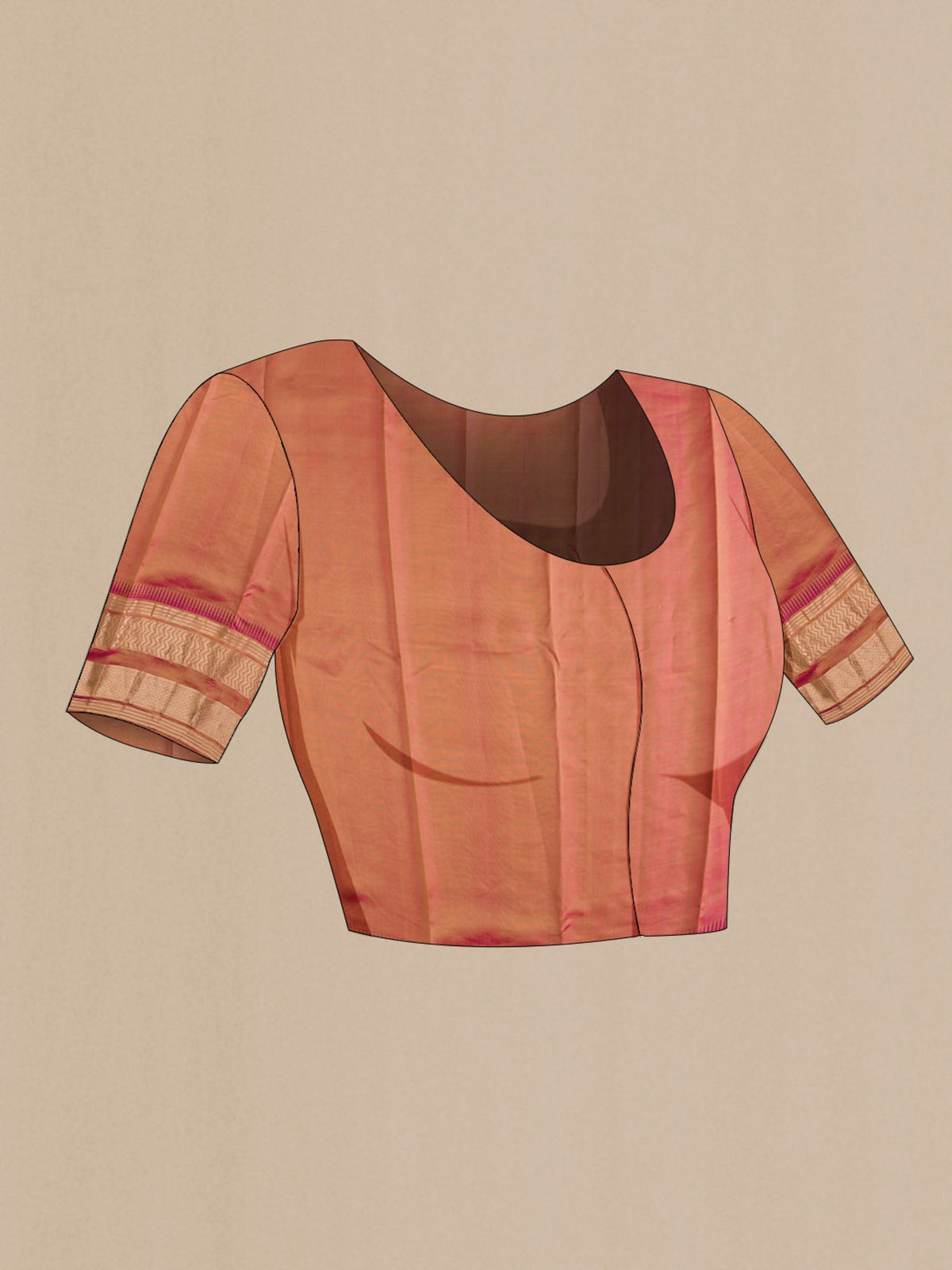 Close up image of the blouse of Green Kanchipuram Silk Saree with Zari Butta on the body and Zari Border