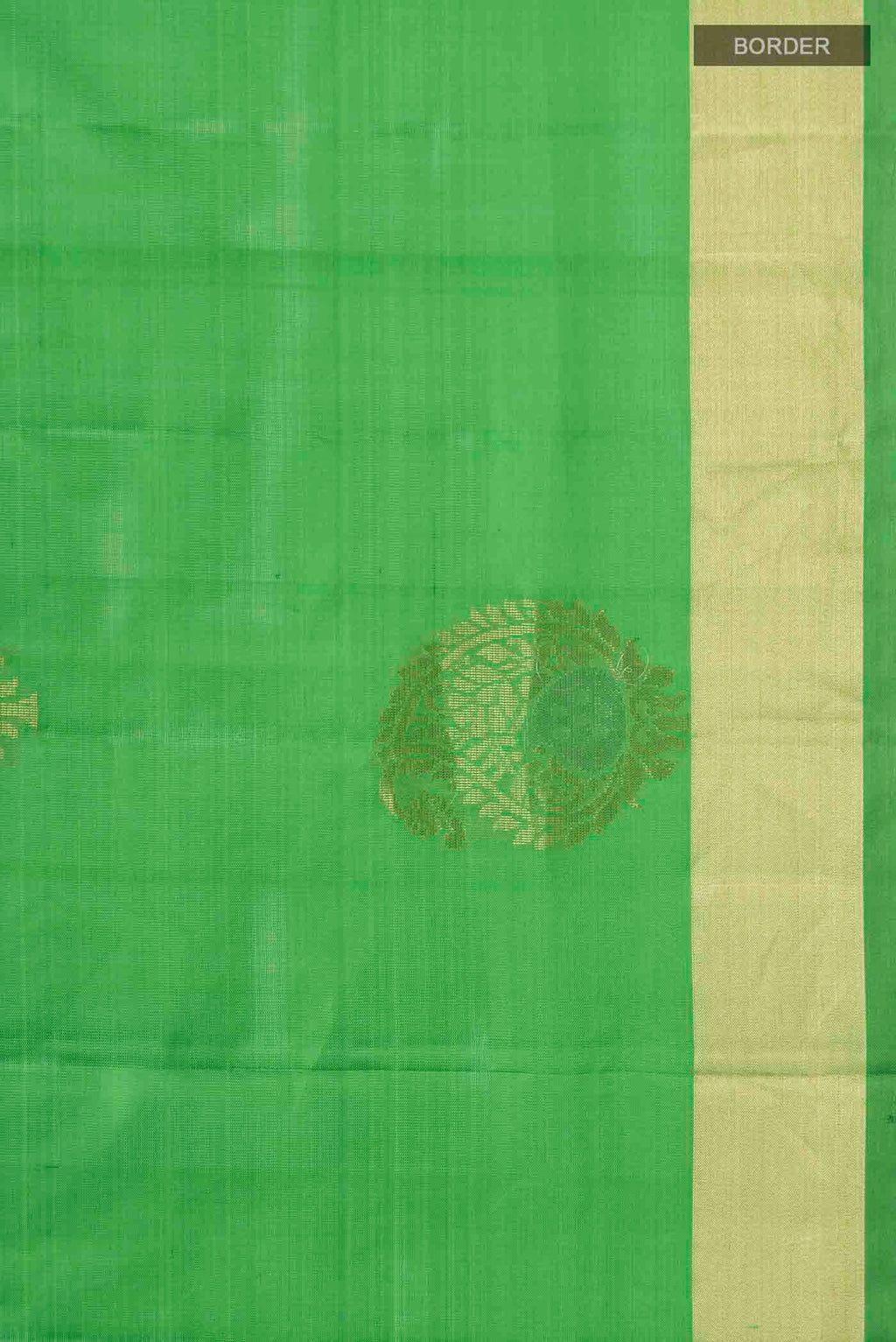 Border image of Green Soft Silk Saree with Zari Butta on the body and Zari Border