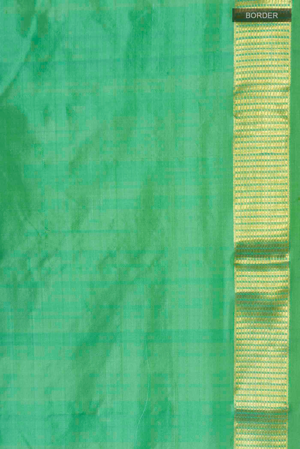 Border image of Green Kanchipuram Silk Saree with Plain Body and Zari Border