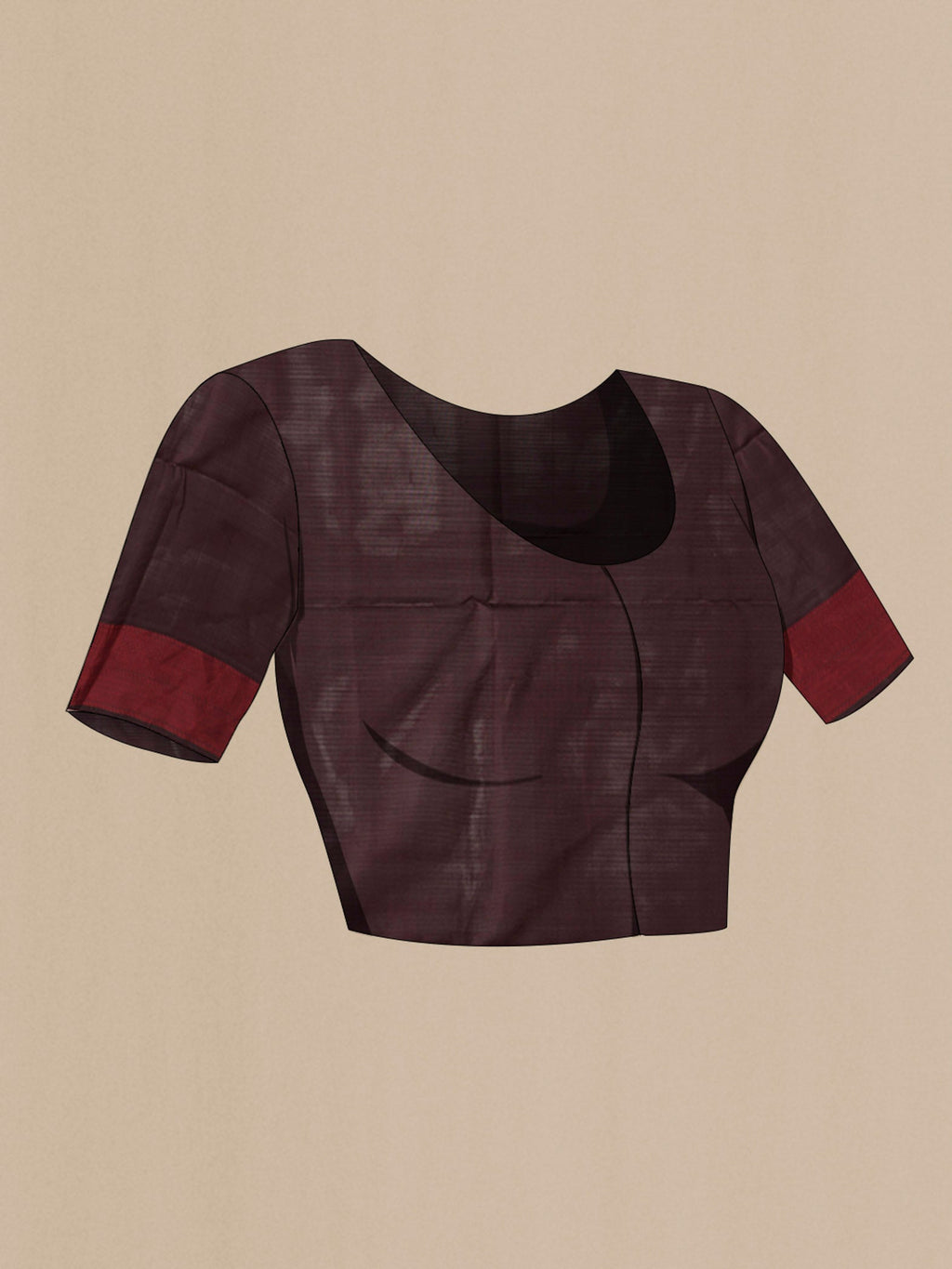 Close up image of the blouse of Brown Soft Silk Saree with Thread Butta on the body and Thread Border