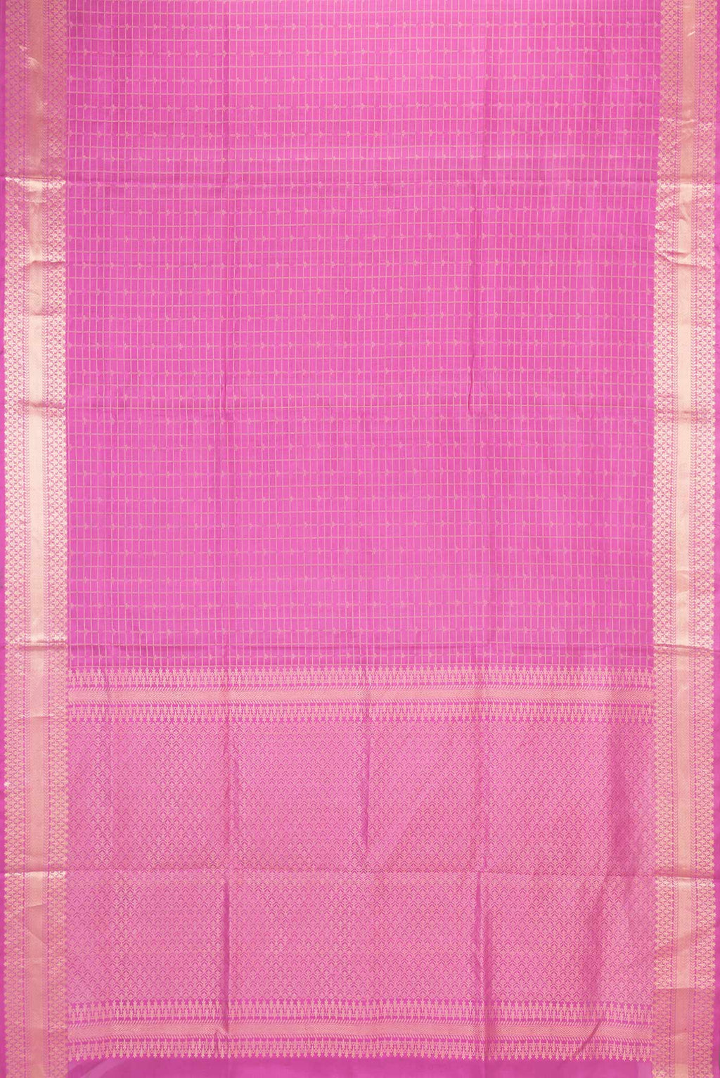 Flat view of Pink Dual Tone Soft Silk Saree with Zari Brocade on the body and Zari Border