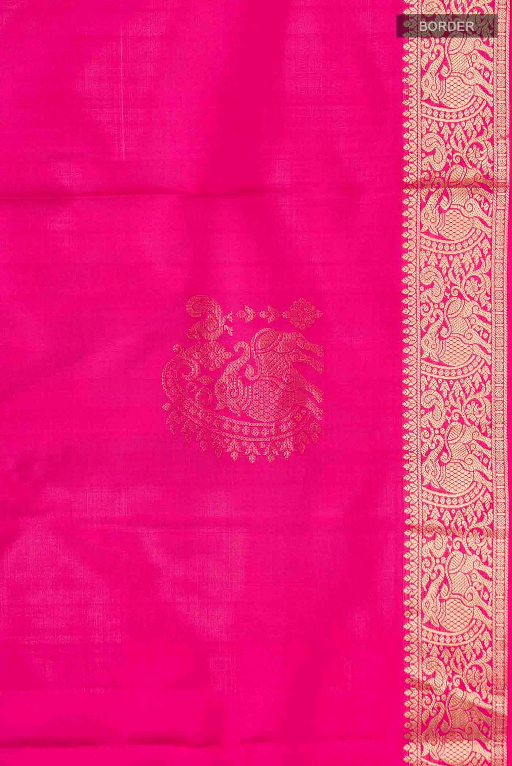 Border image of Pink Soft Silk Saree with Zari Butta on the body and Zari Border