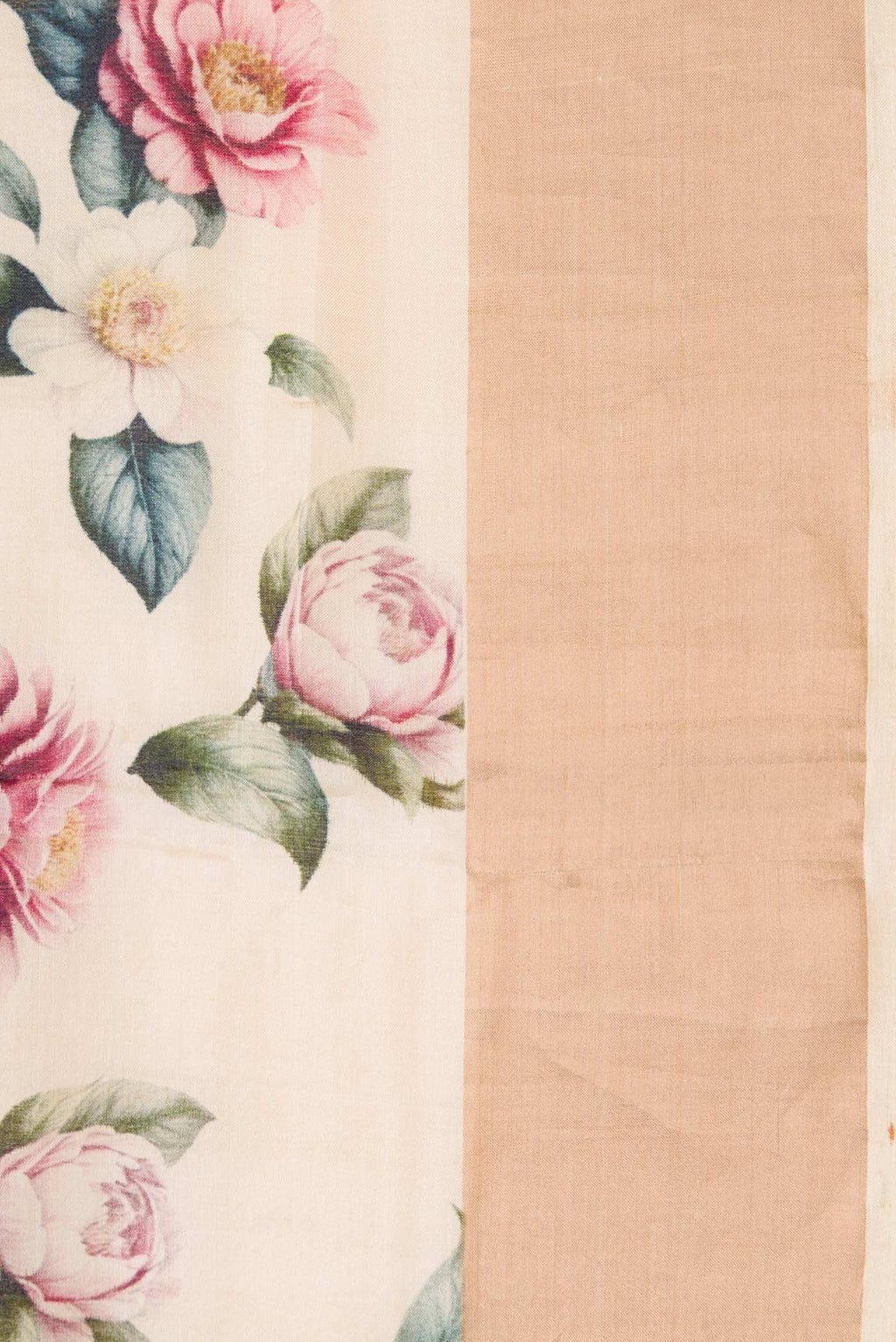 Border image of Sandal Tussar Silk Saree with Floral Print on the body and Zari Border