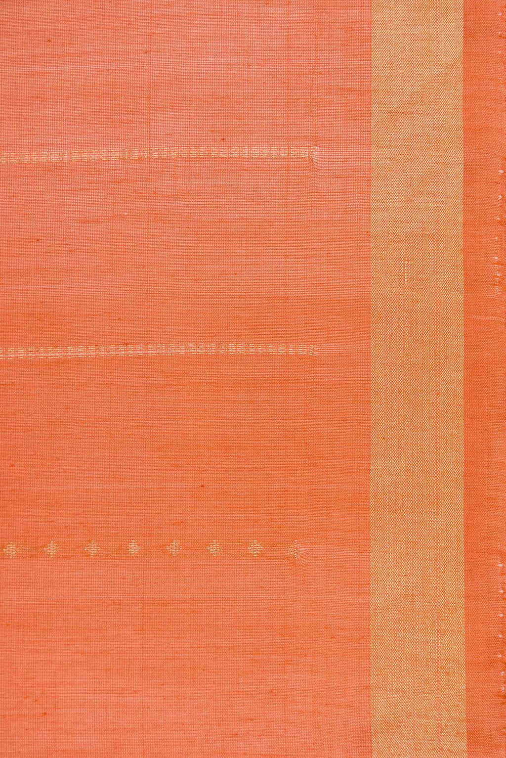 Border image of Orange Dual Tone Silk Cotton Saree with Stripes on the body and Zari Border