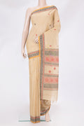 Beige Kanchi Cotton Saree with Thread Butta on the body and Thread Border.  displayed on a mannequin