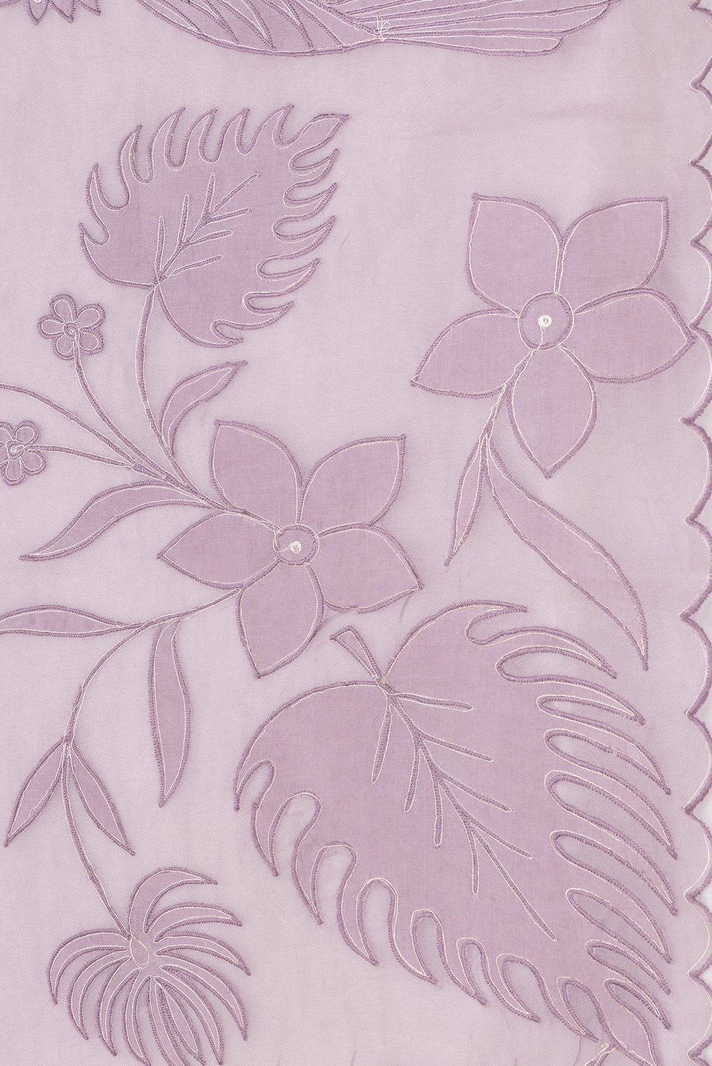 Border image of Lavender Dual Tone Organza Silk Saree with Embroidery on the body and Embroidery Border. 