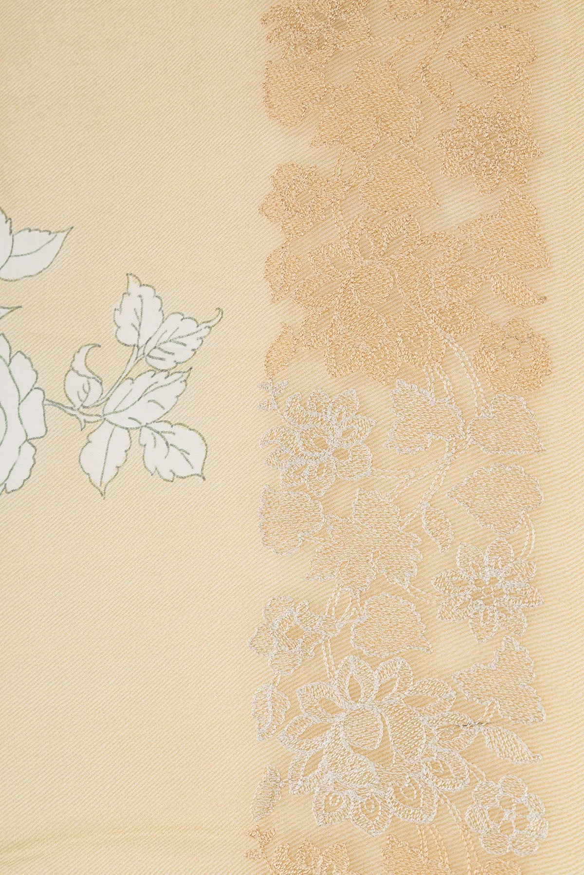Border image of Beige Dual Tone Organza Silk Saree with Printed design on the body and Embroidery Border. 