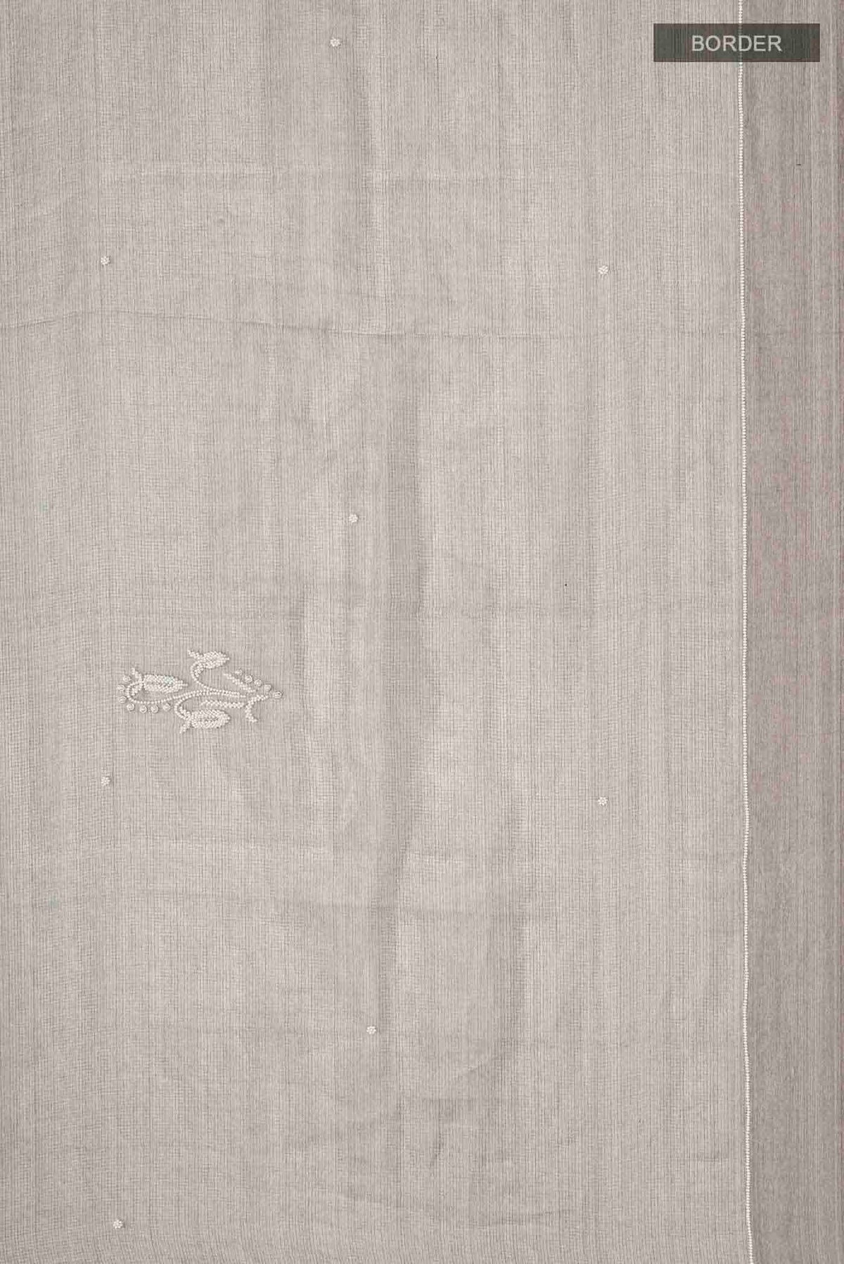 Border image of Grey Tissue Silk Saree with Embroidery on the body and Embroidery Border