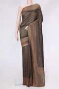 Black Dual Tone Tussar Silk Saree with Zari Brocade on the body and Zari Border.  displayed on a mannequin