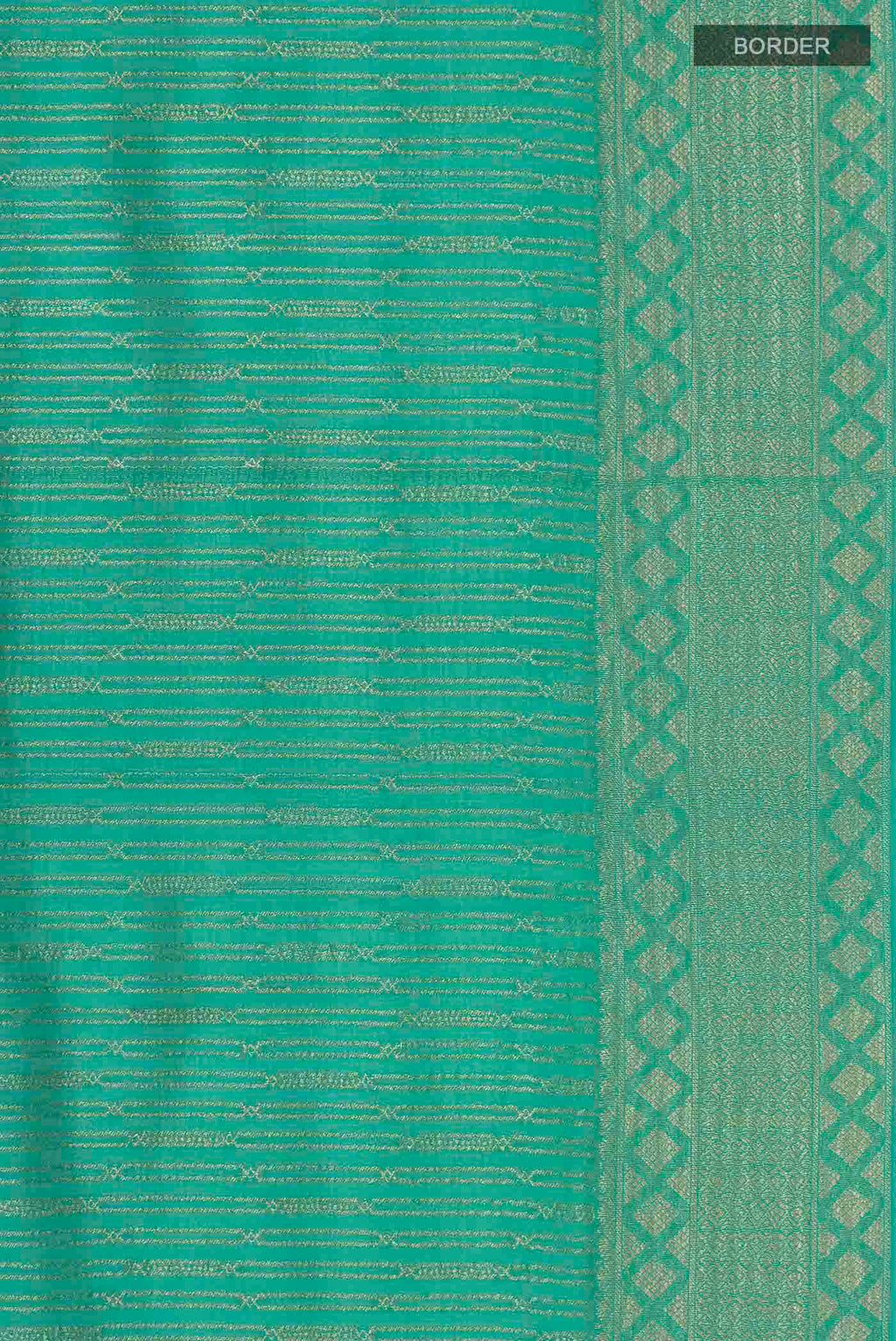 Border image of Teal Mysore Crepe Saree with Stripes on the body and Zari Border