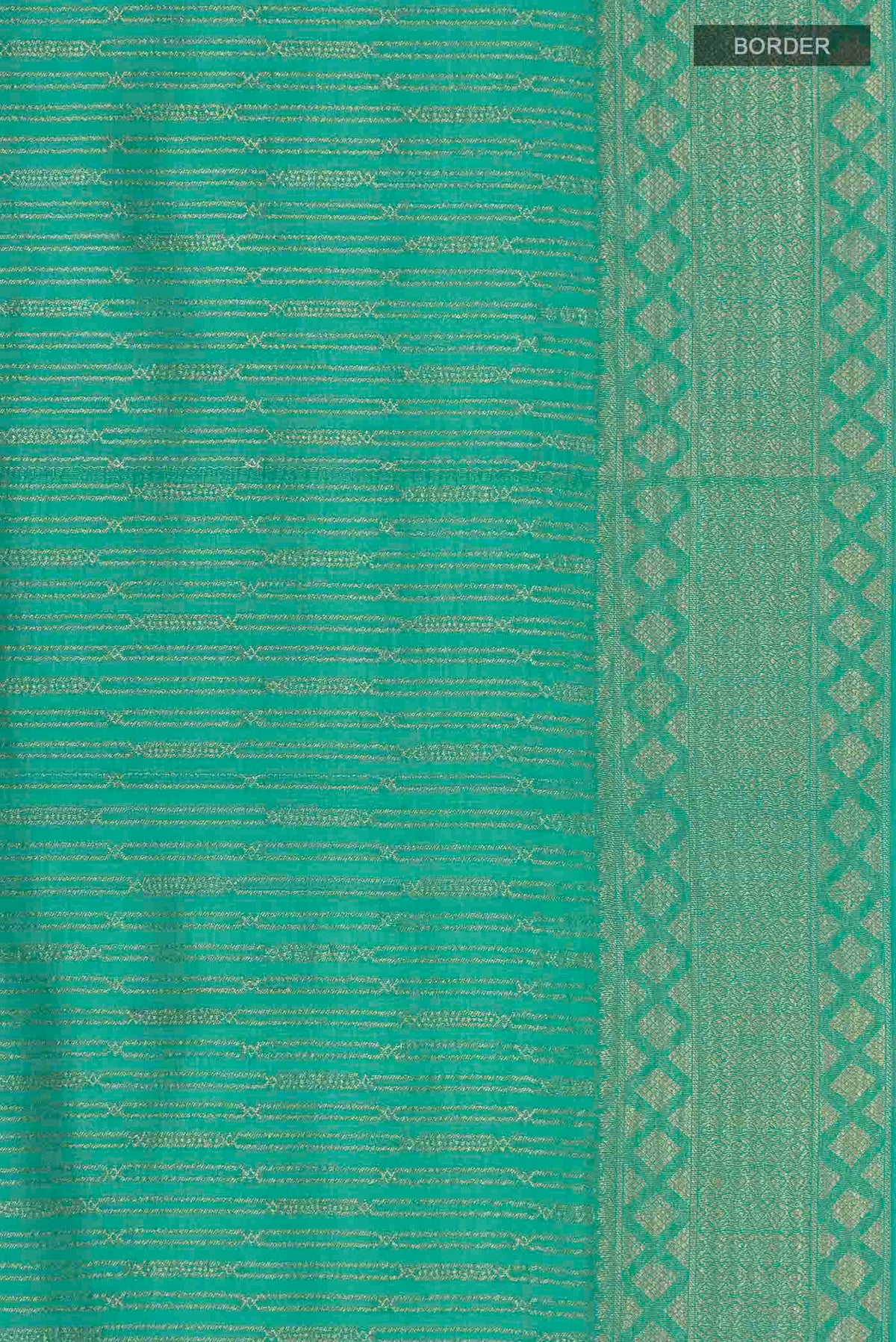 Border image of Teal Mysore Crepe Saree with Stripes on the body and Zari Border