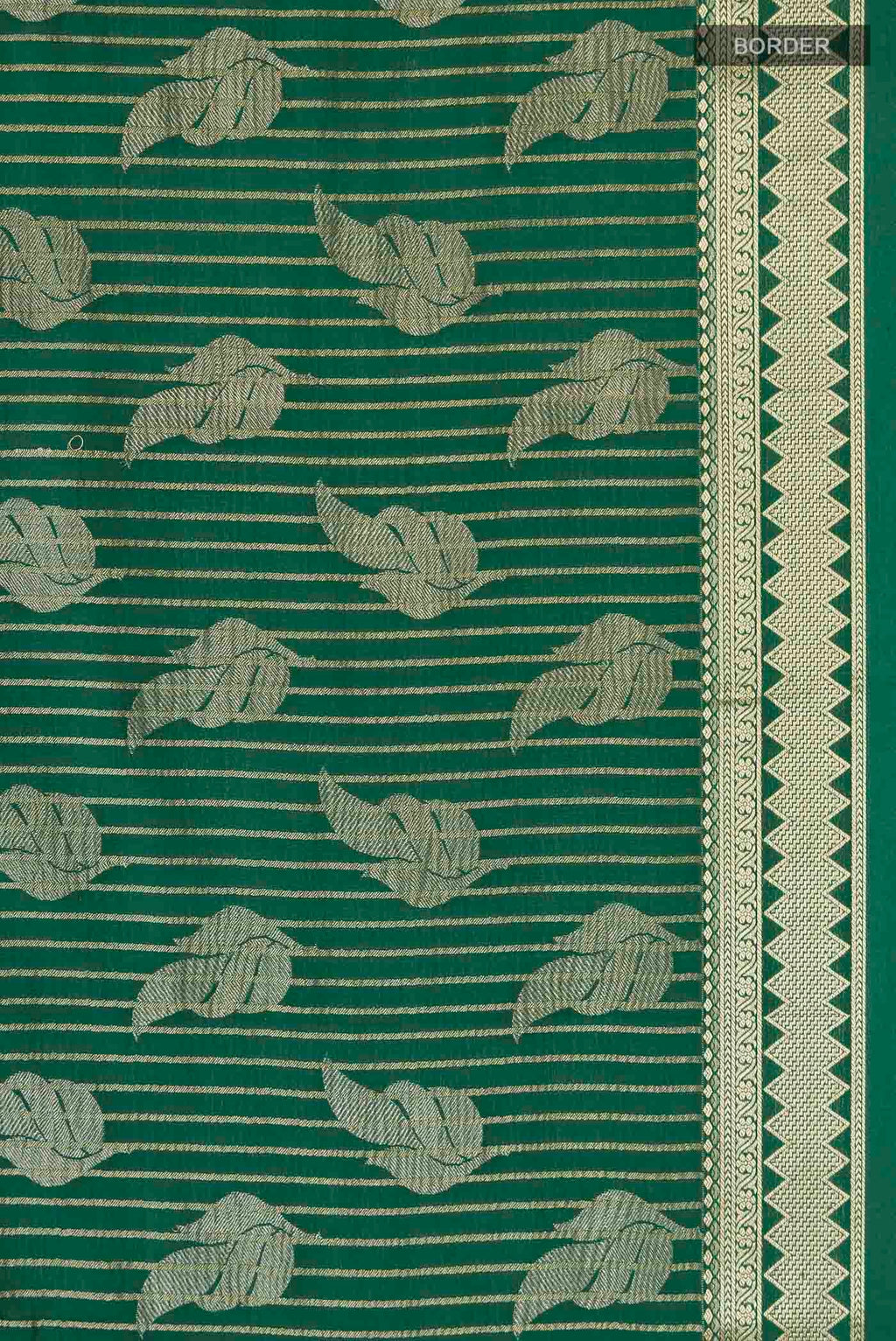 Border image of Green Mysore Crepe Saree with Zari Butta on the body and Zari Border
