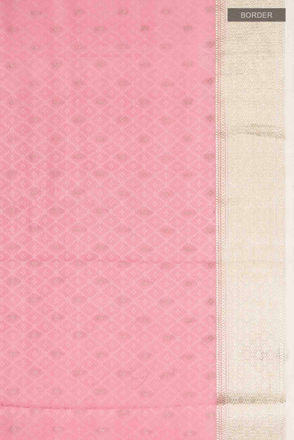 Border image of Pink Mysore Crepe Saree with Jacquard With Zari Butta on the body and Zari Border