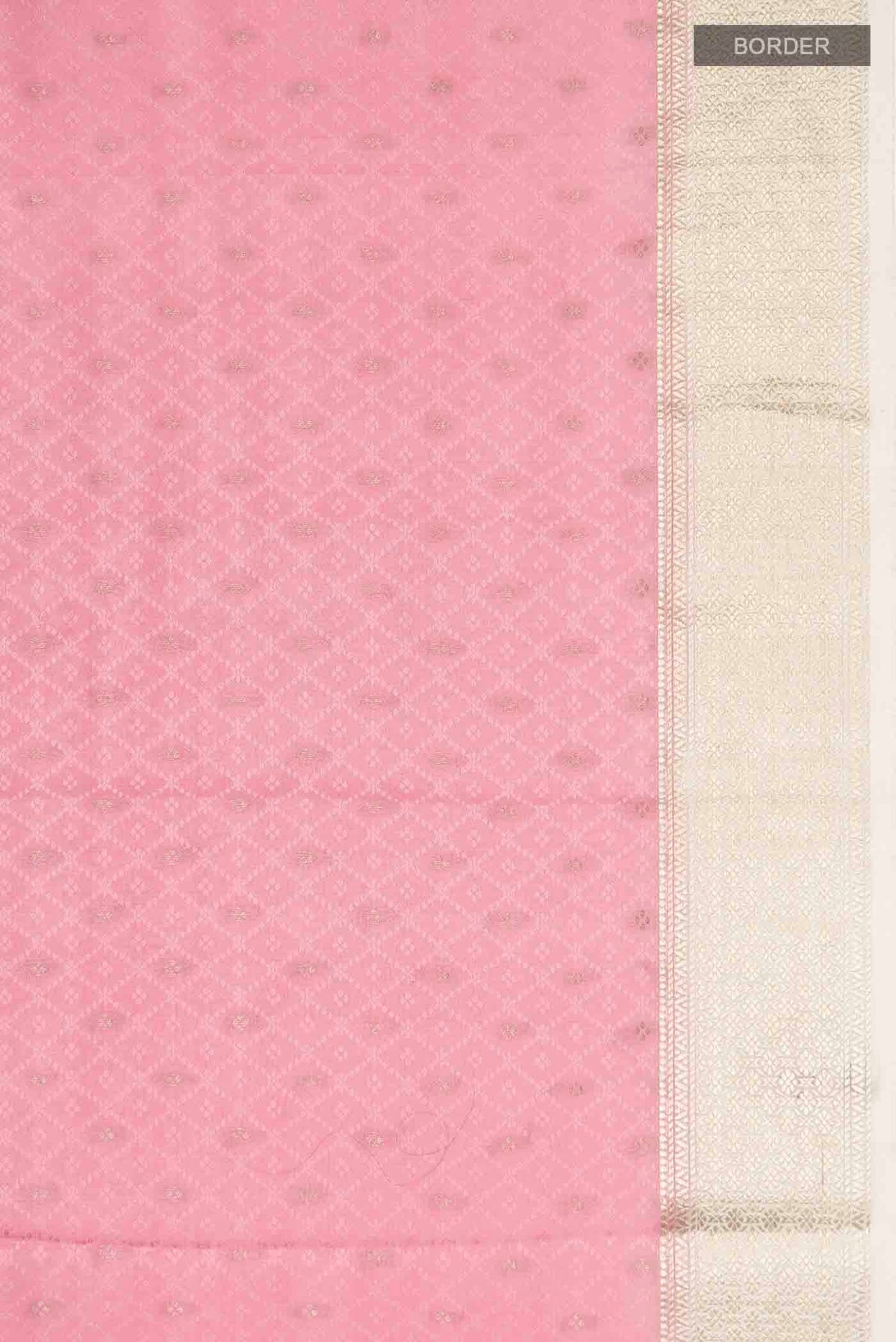 Border image of Pink Mysore Crepe Saree with Jacquard With Zari Butta on the body and Zari Border