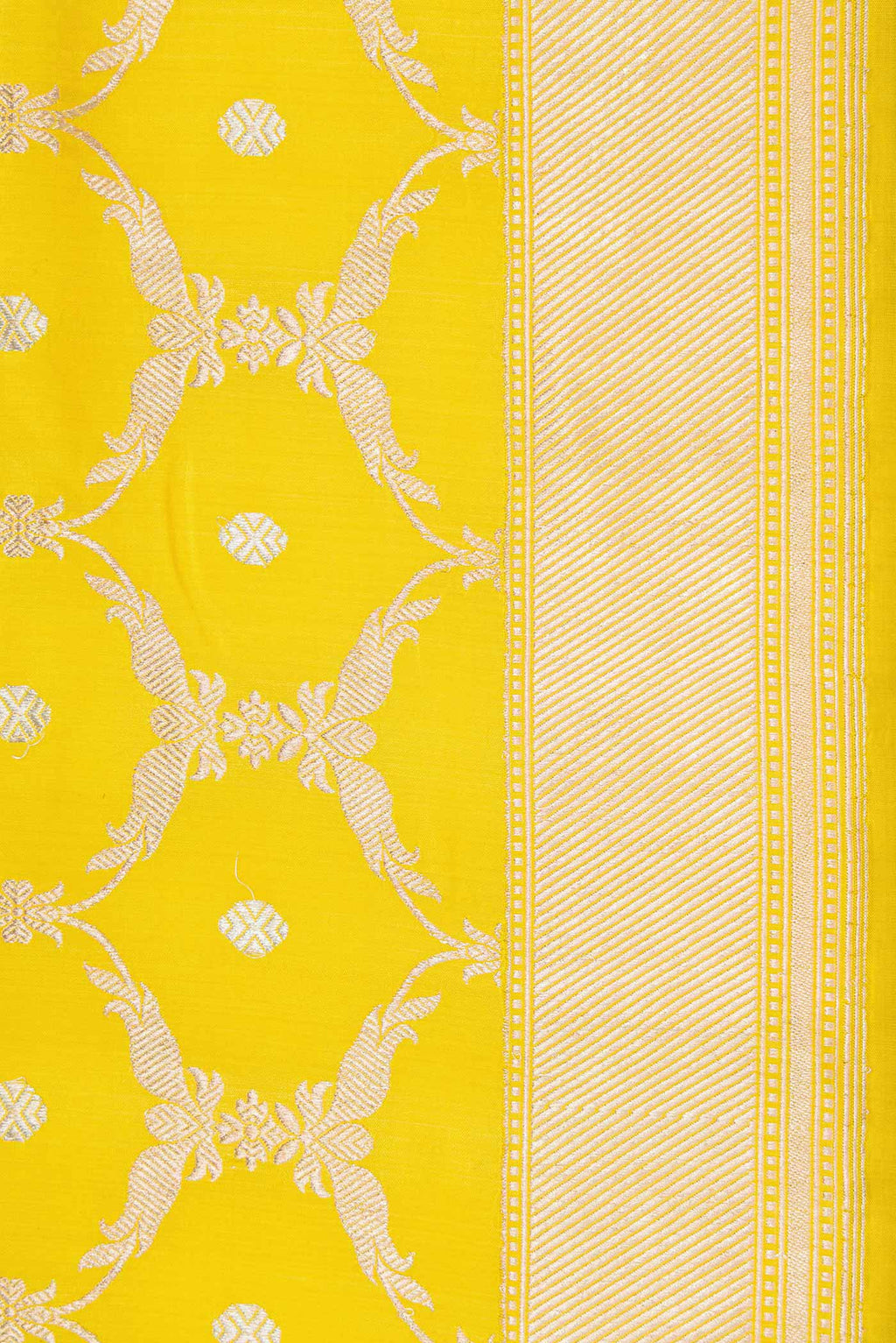 Border image of Yellow Dual Tone Banarasi Silk Saree with Zari Brocade on the body and Zari Border