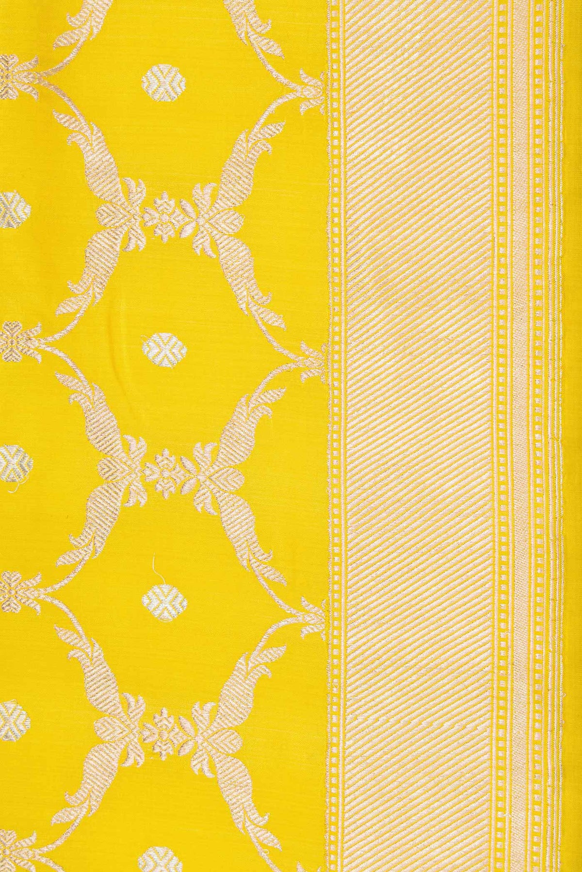 Border image of Yellow Dual Tone Banarasi Silk Saree with Zari Brocade on the body and Zari Border