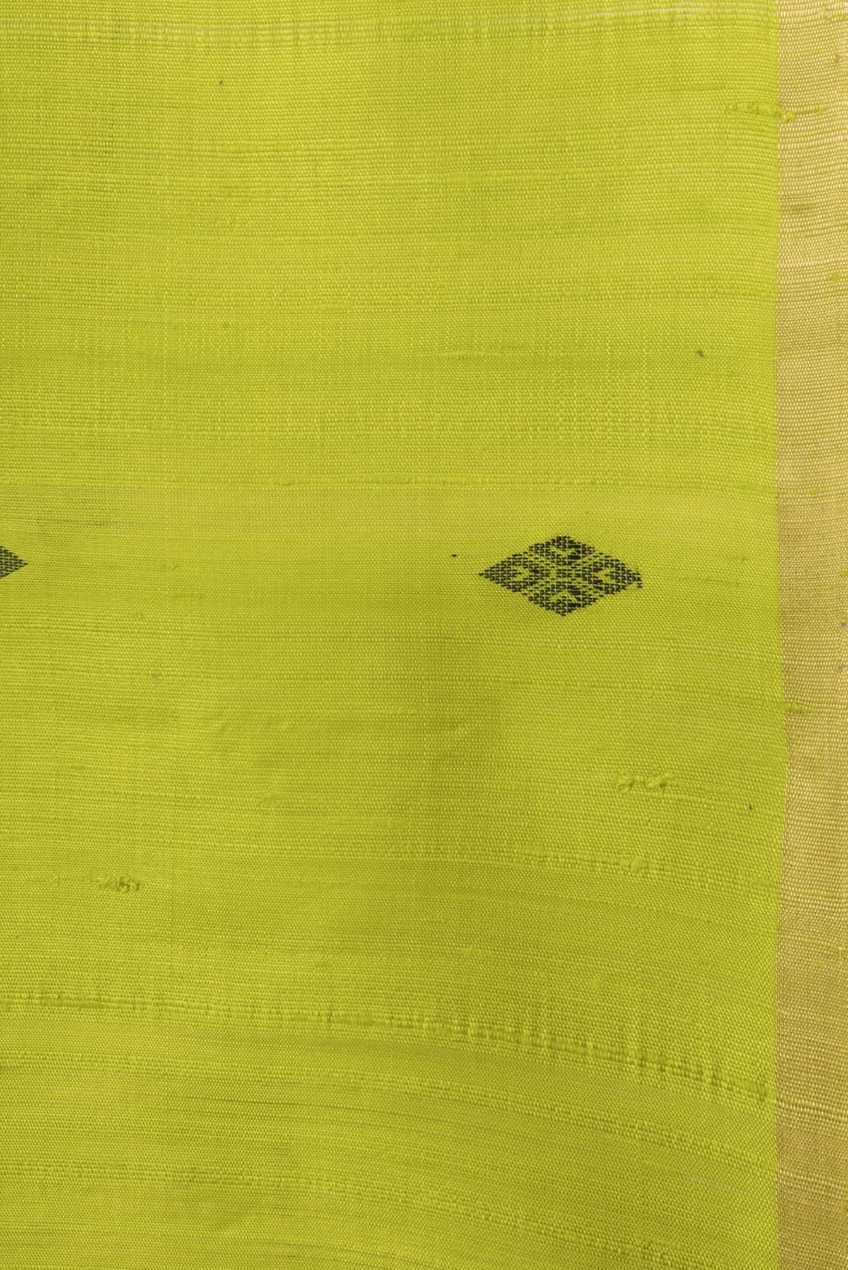 Border image of Parrot Green Dual Tone Raw Silk Saree with Thread Butta on the body and Thin Zari Line. 