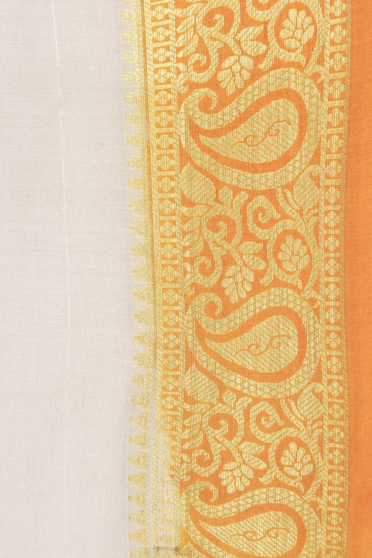 Border image of Beige Dual Tone Mysore Silk Saree with Zari Butta on the body and Zari Border. 