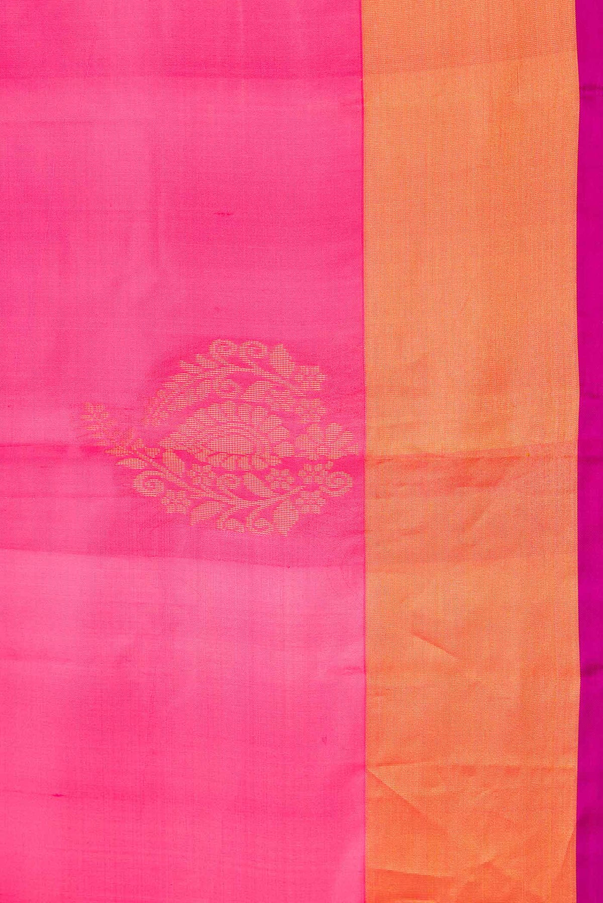 Border image of Pink Dual Tone Soft Silk Saree with Zari Butta on the body and Zari Border
